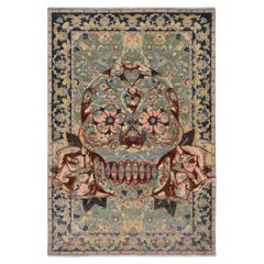 King Umberto Skull Polonaise Rug by Knots Rugs, Hand-Knotted Silk & Wool
