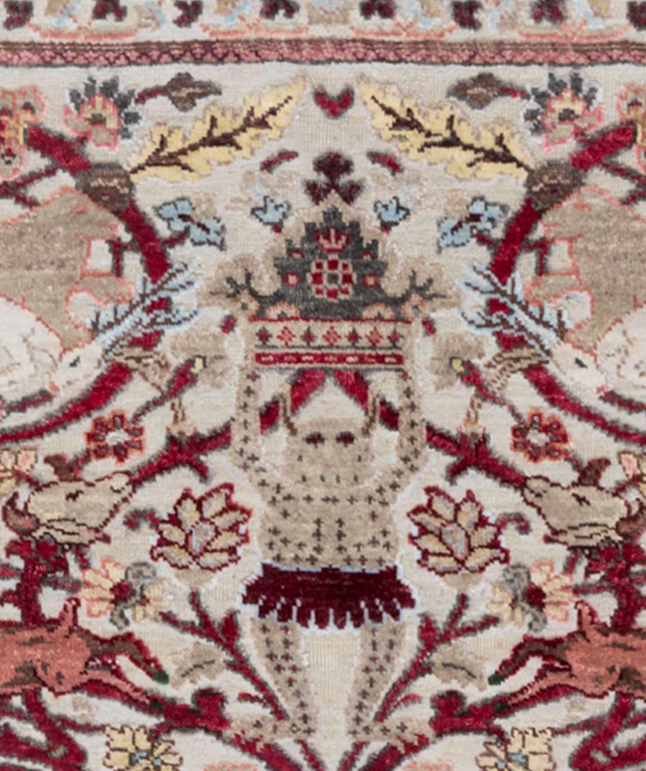 Heriz Serapi Mexican Skulls Rug by Knots Rugs, Hand-Knotted Silk & Wool Limited Edition For Sale