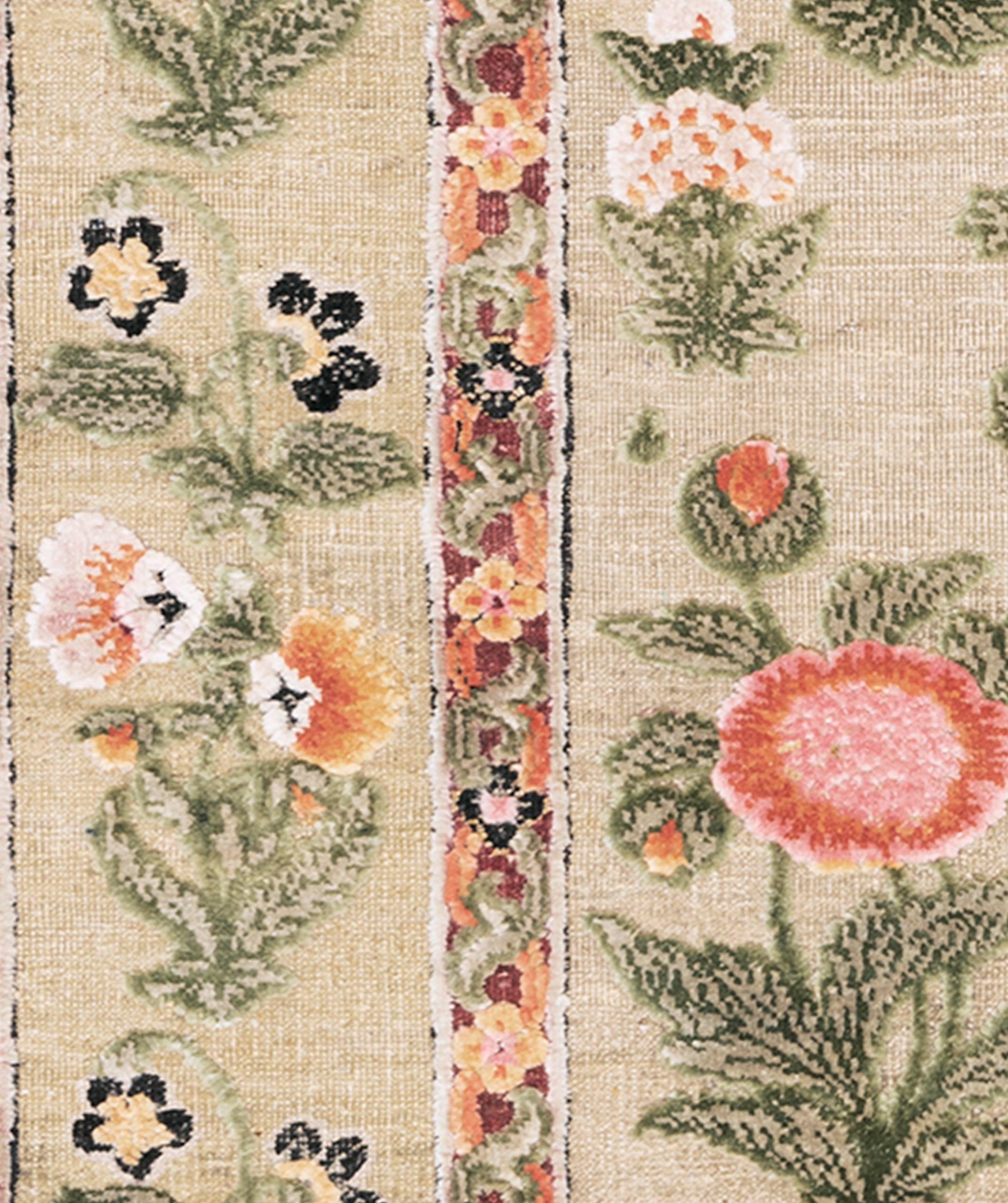 Indian Mughal No. 01 Rug by Knots Rugs, Hand-Knotted Silk & Wool, Limited Edition For Sale