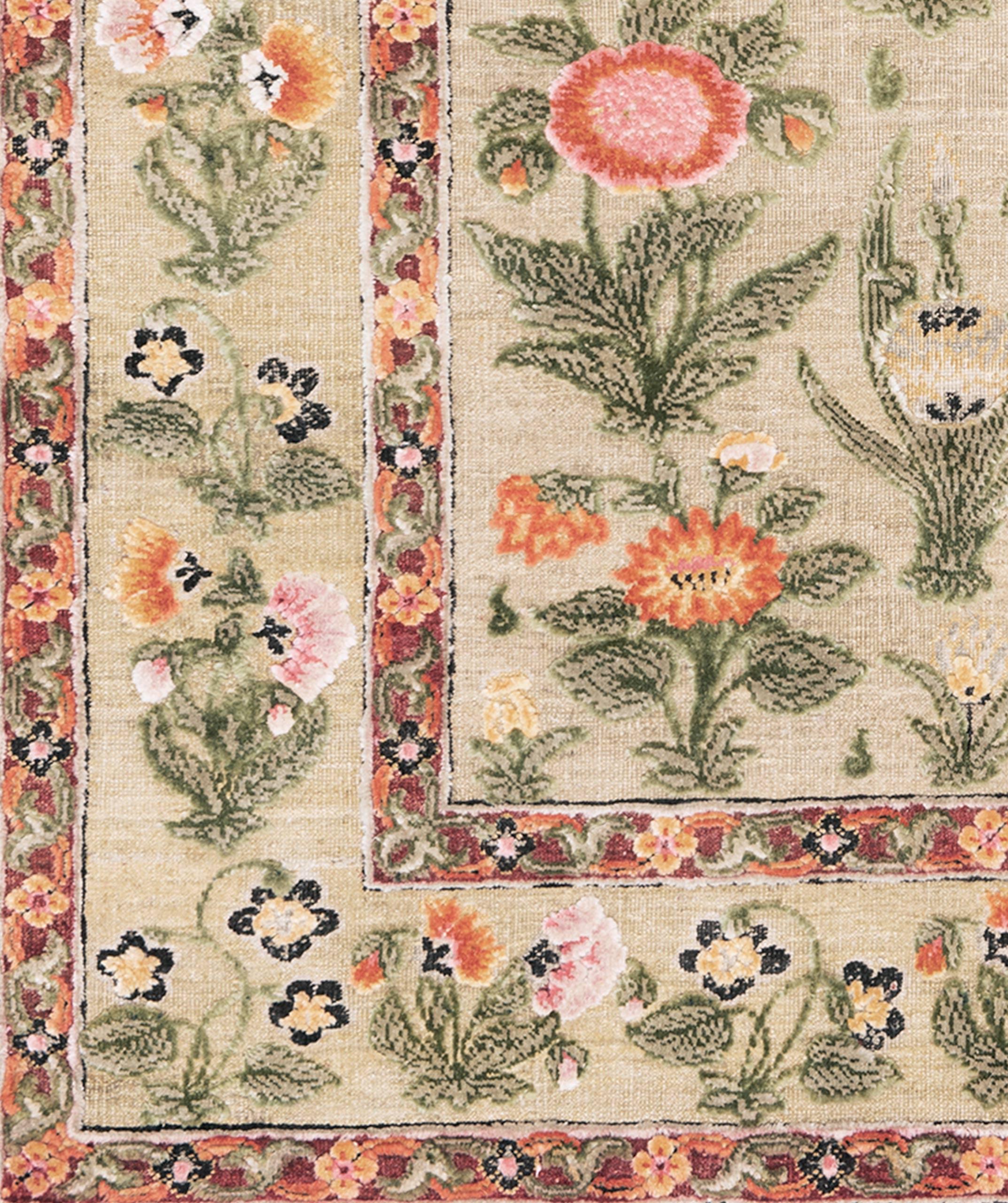 Mughal No. 01 Rug by Knots Rugs, Hand-Knotted Silk & Wool, Limited Edition For Sale 1