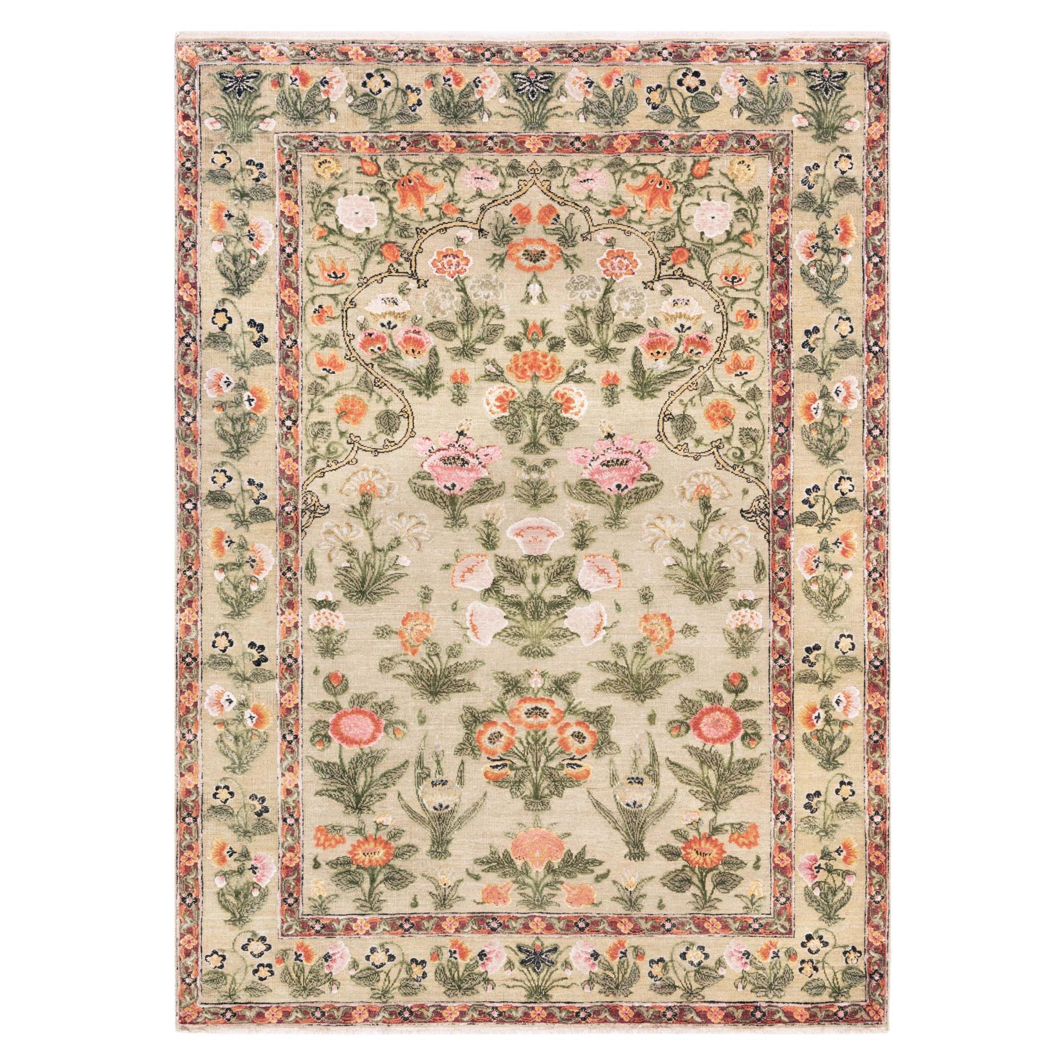 Mughal No. 01 Rug by Knots Rugs, Hand-Knotted Silk & Wool, Limited Edition For Sale