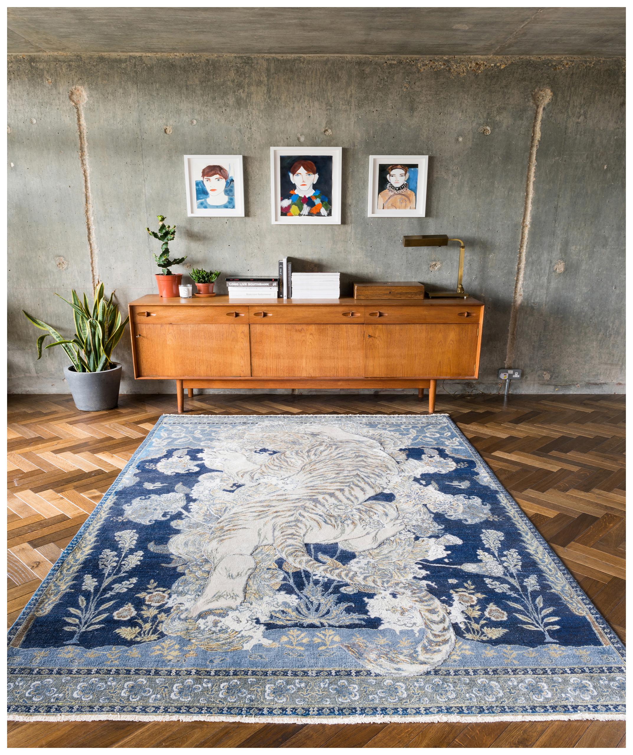 Tibetan Tiger Rug by Knots Rugs, Hand-Knotted Silk & Wool, 17th Century Modern For Sale 4