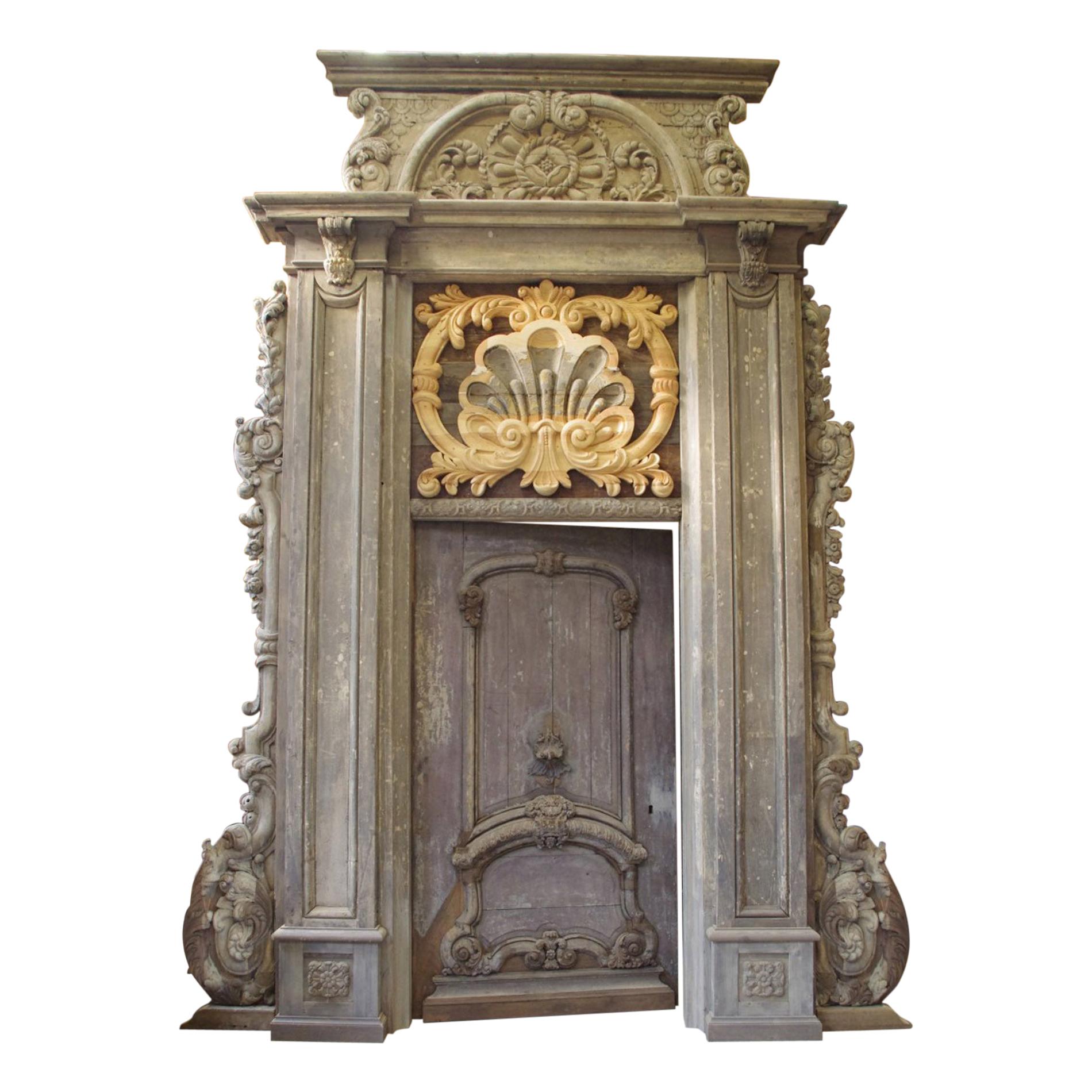17th Century Monumental Door and Frame Fully Restored For Sale