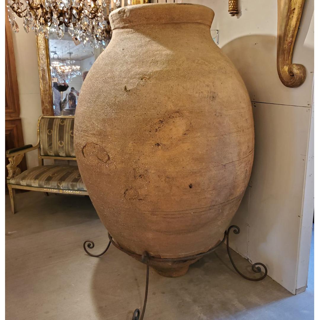 Fired 17th Century Monumental Spanish Winemaking Jar or Tinaja, Slim Profile For Sale