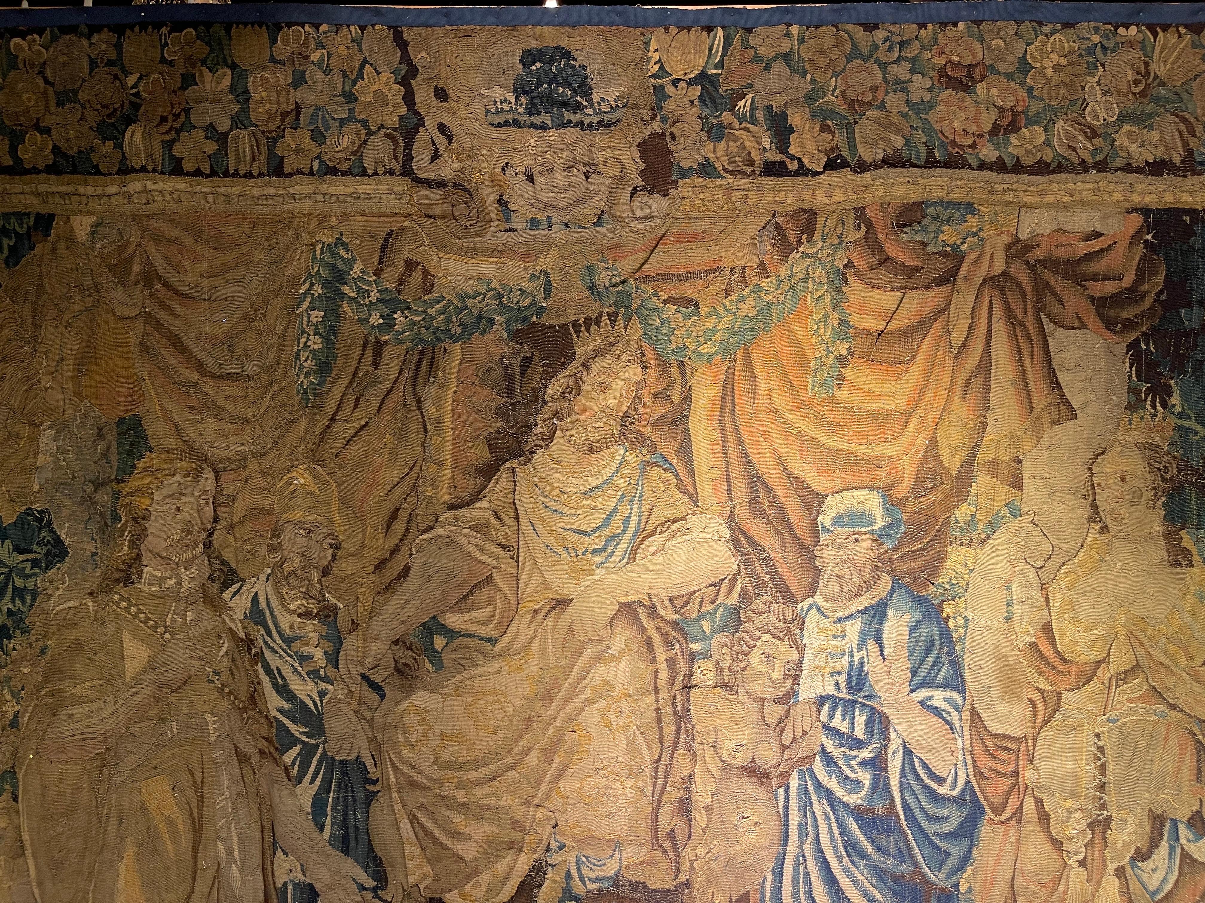 Hand-Woven 17th Century Monumental Tapestry/Gobelin Audience with the King in Antiquity For Sale