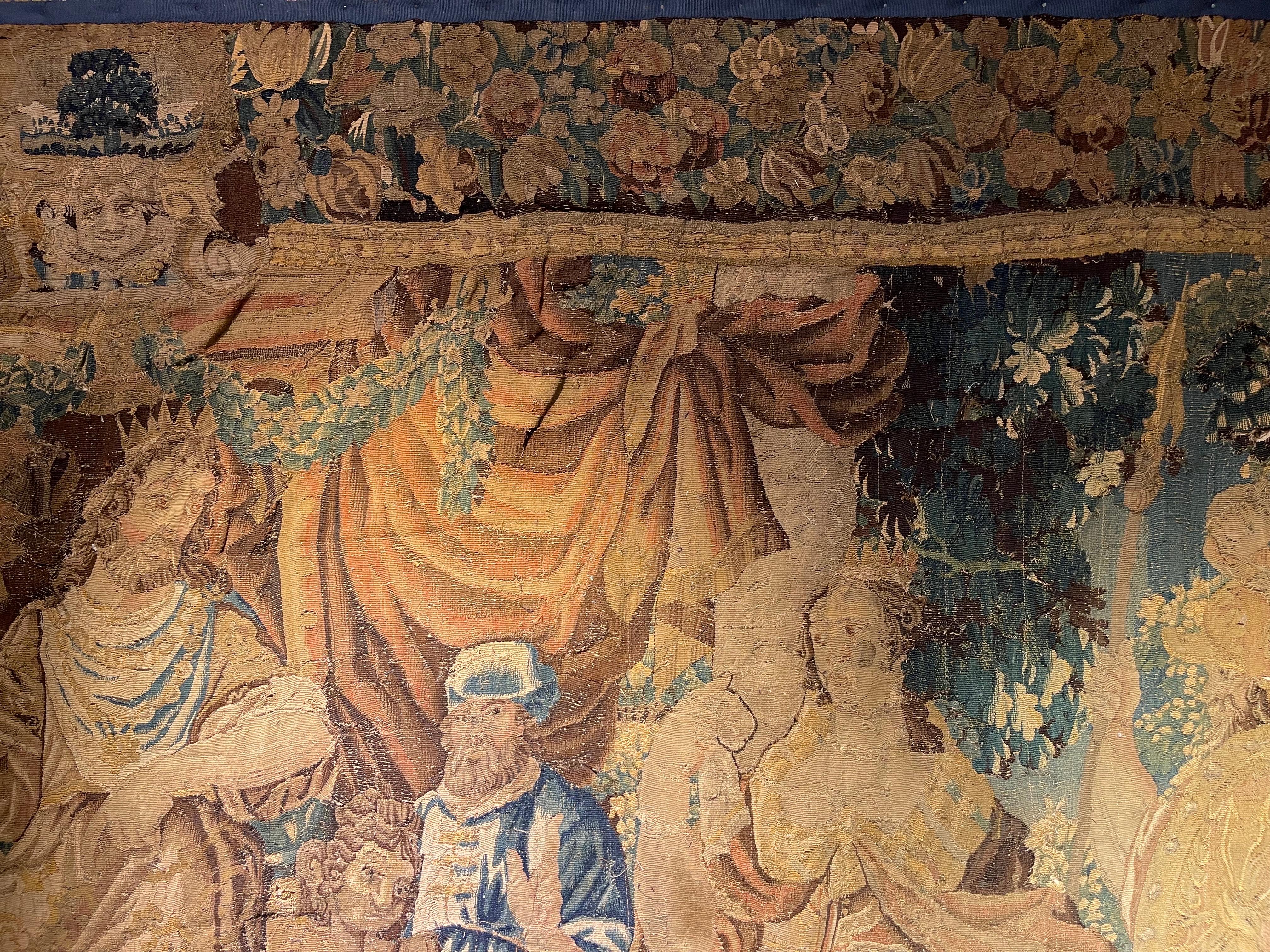 Wool 17th Century Monumental Tapestry/Gobelin Audience with the King in Antiquity For Sale