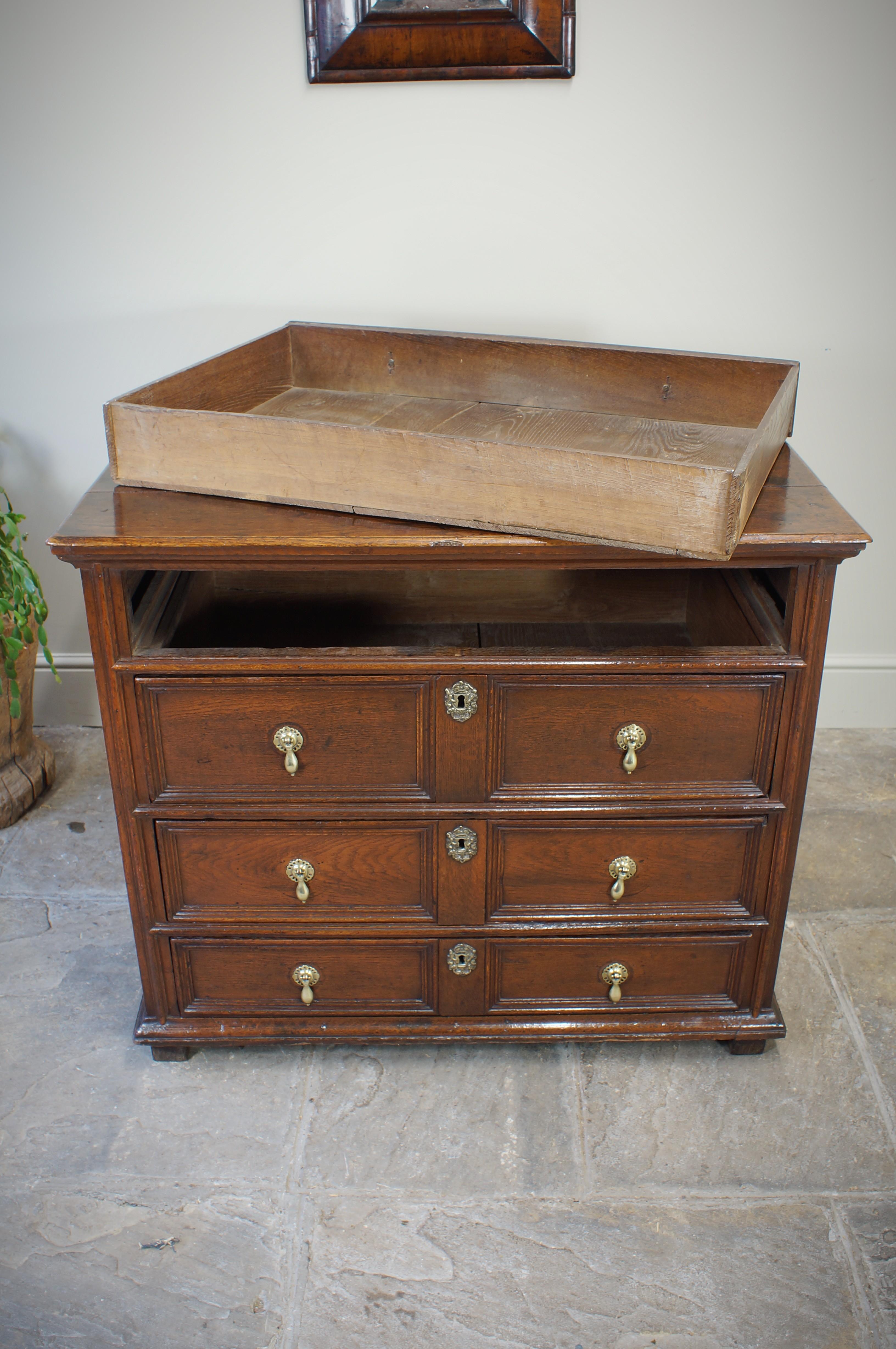 17th Century Moulded Oak Chest Of Drawers. For Sale 7