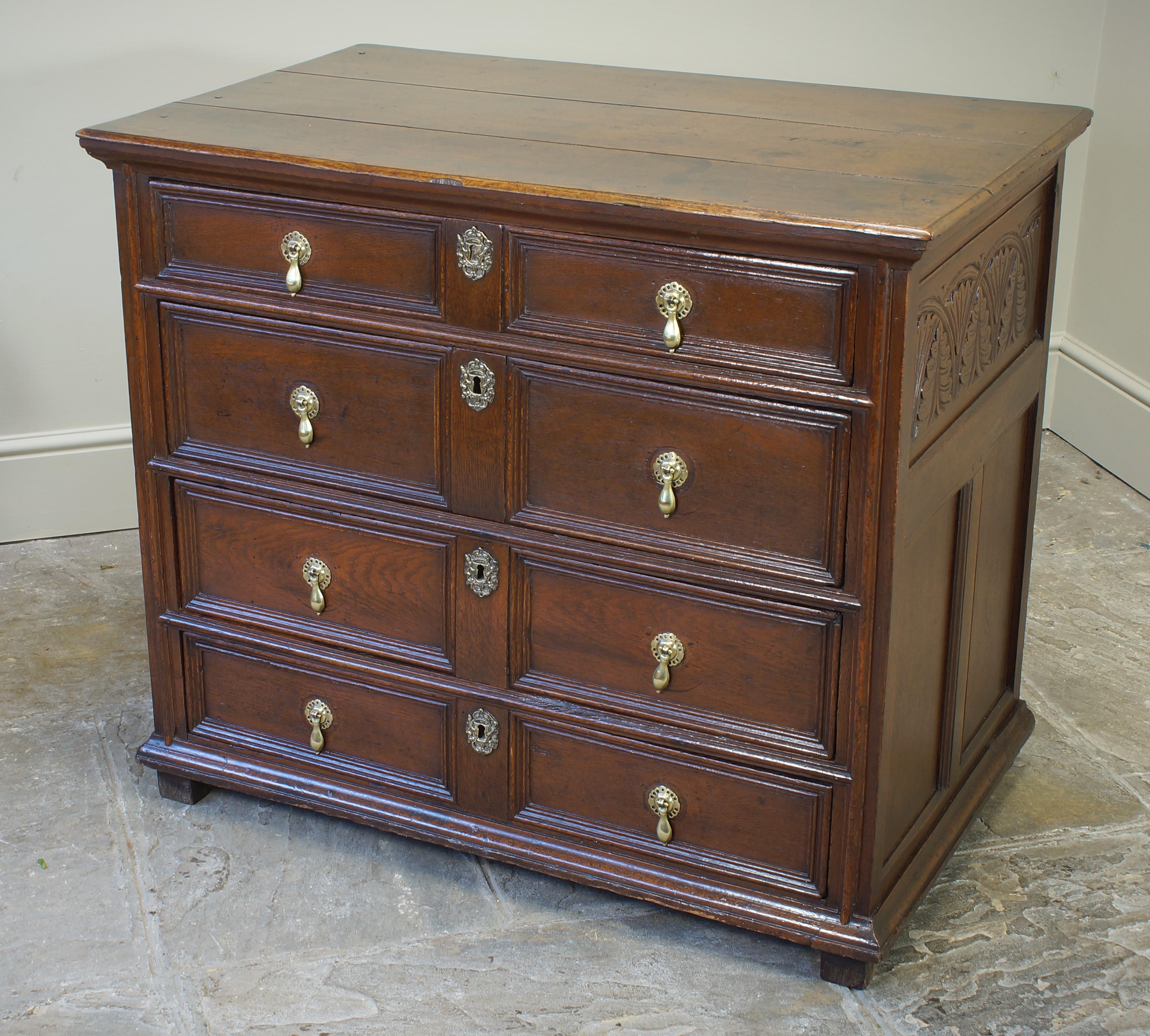 18th Century and Earlier 17th Century Moulded Oak Chest Of Drawers. For Sale