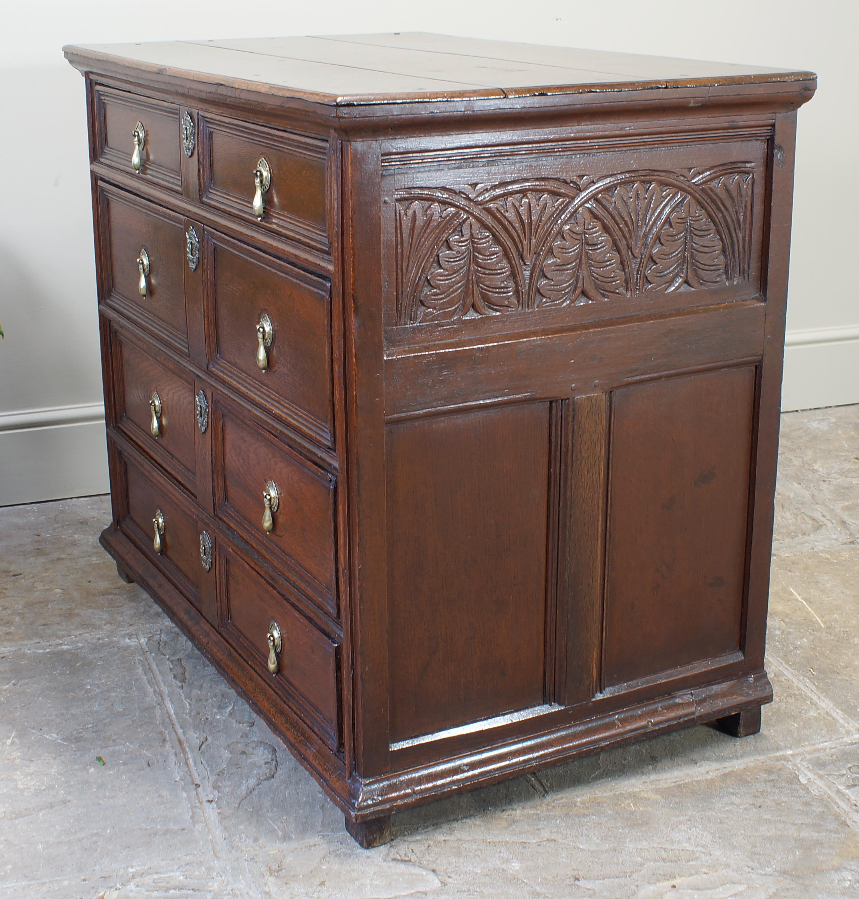 17th Century Moulded Oak Chest Of Drawers. For Sale 1