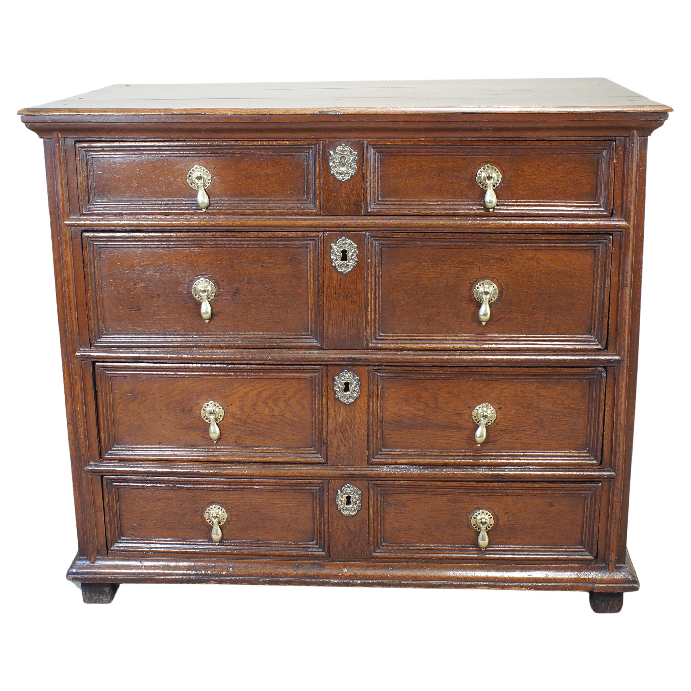17th Century Moulded Oak Chest Of Drawers. For Sale