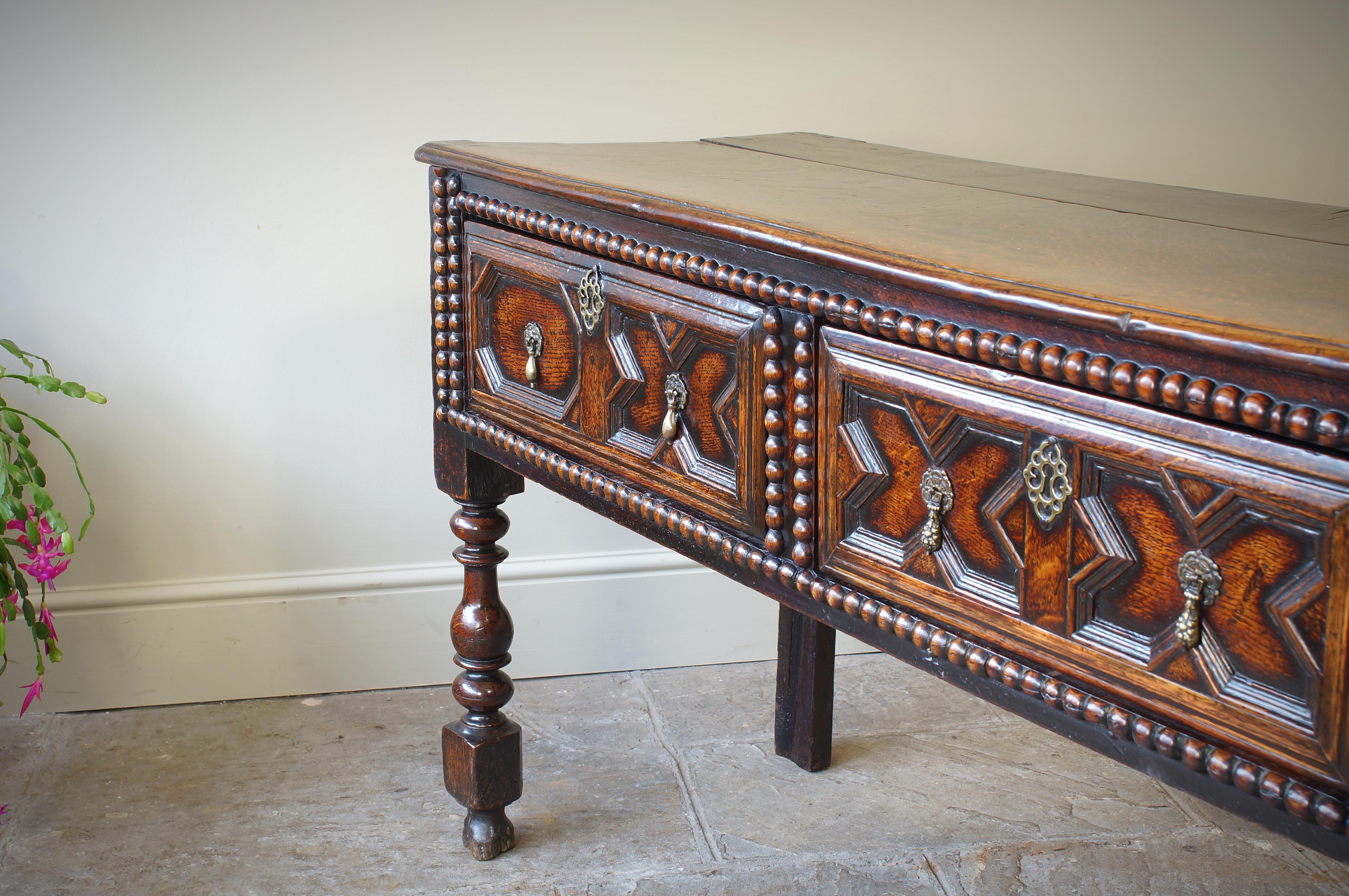17th Century Moulded Oak Dresser base. For Sale 3