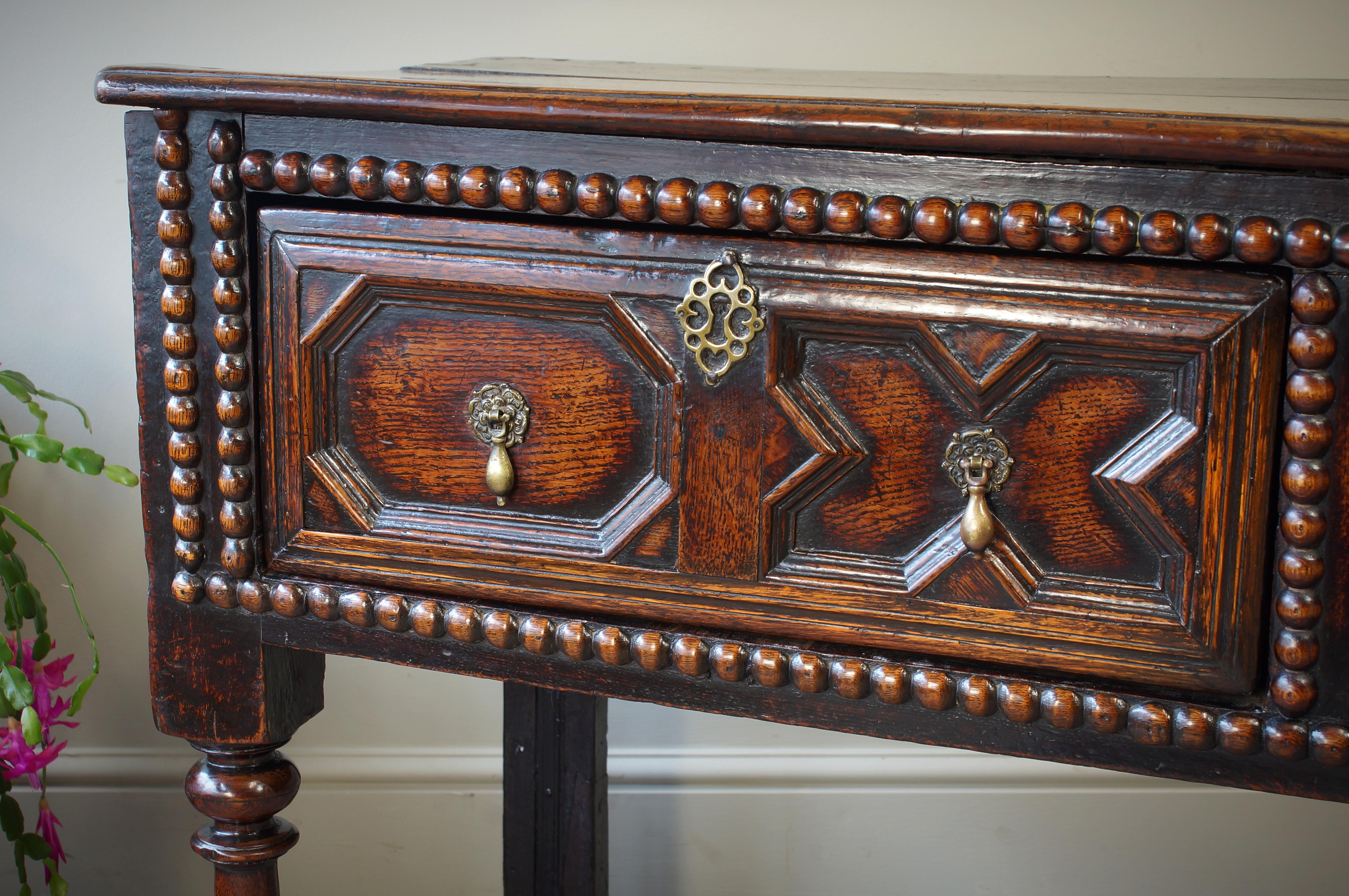 17th Century Moulded Oak Dresser base. For Sale 6