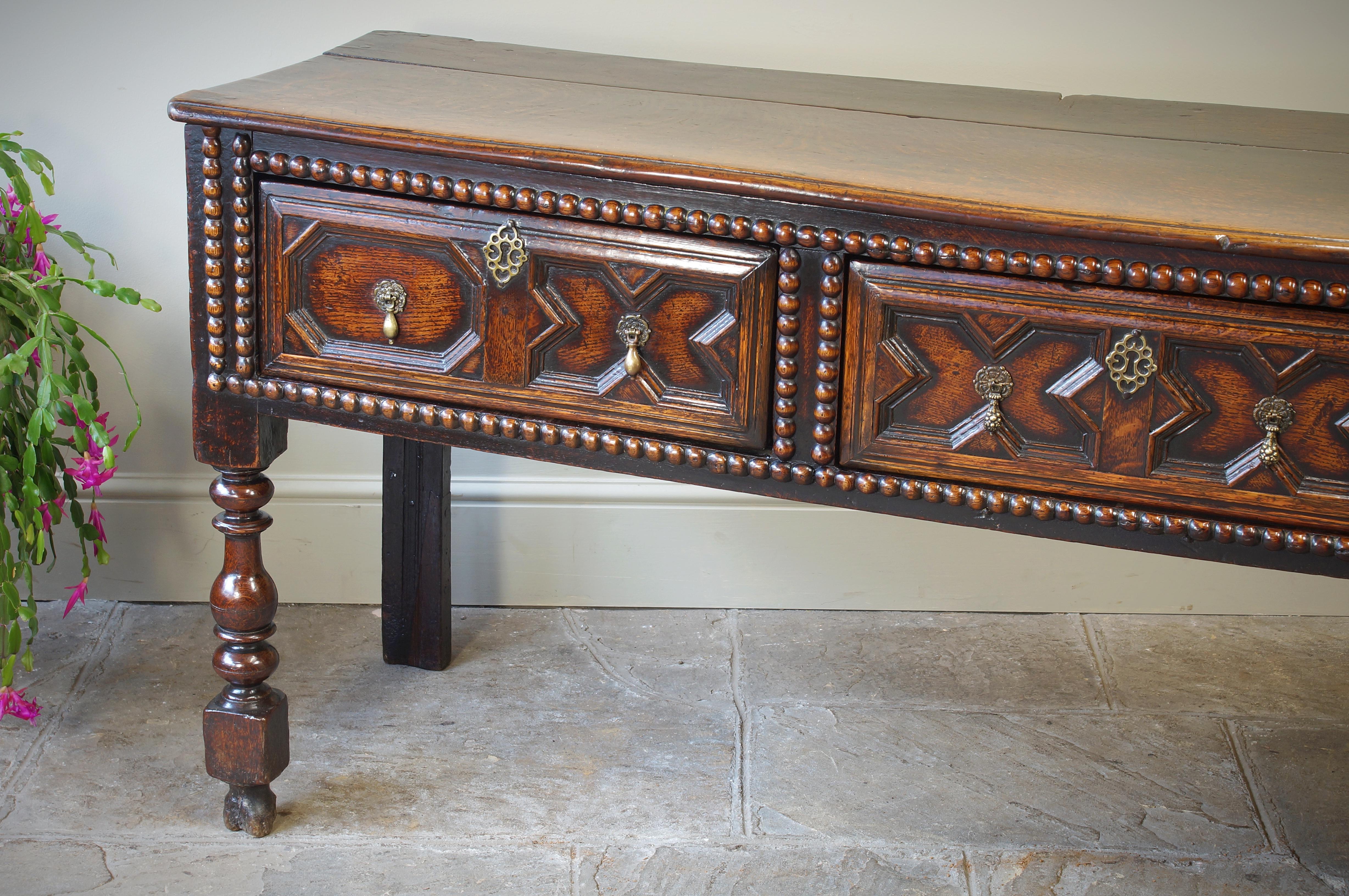 17th Century Moulded Oak Dresser base. For Sale 10