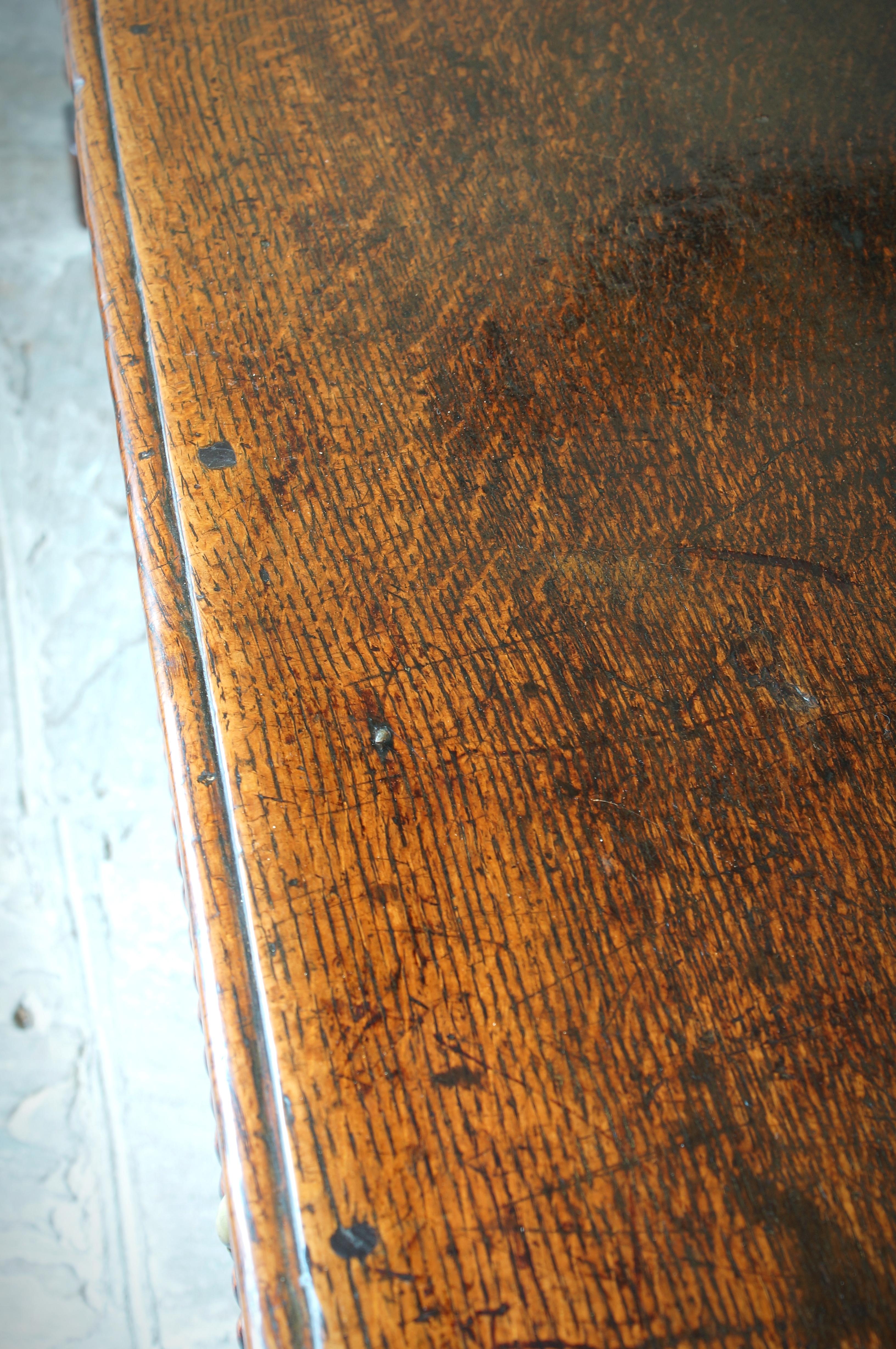 Molded 17th Century Moulded Oak Dresser base. For Sale