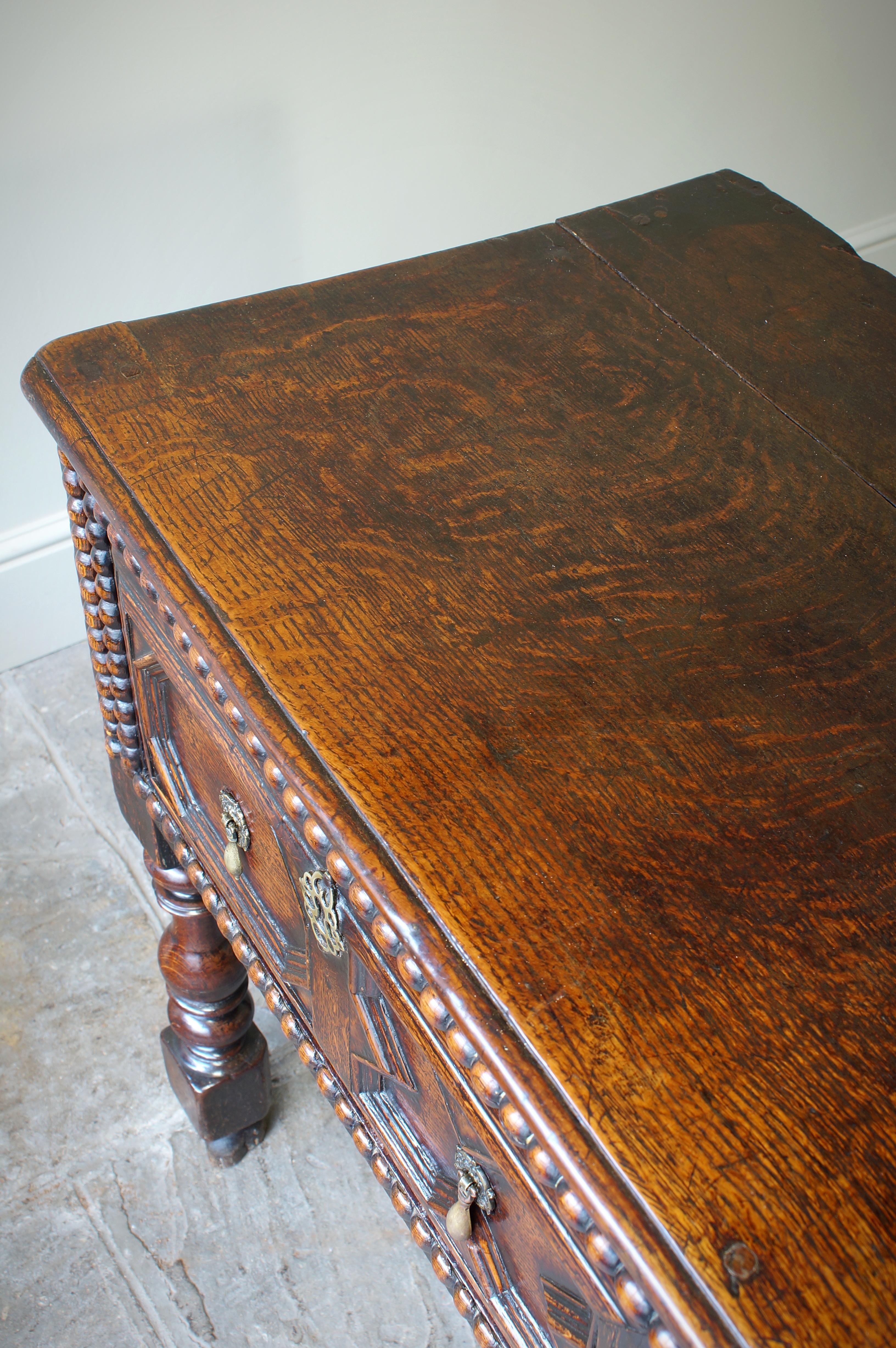 18th Century and Earlier 17th Century Moulded Oak Dresser base. For Sale