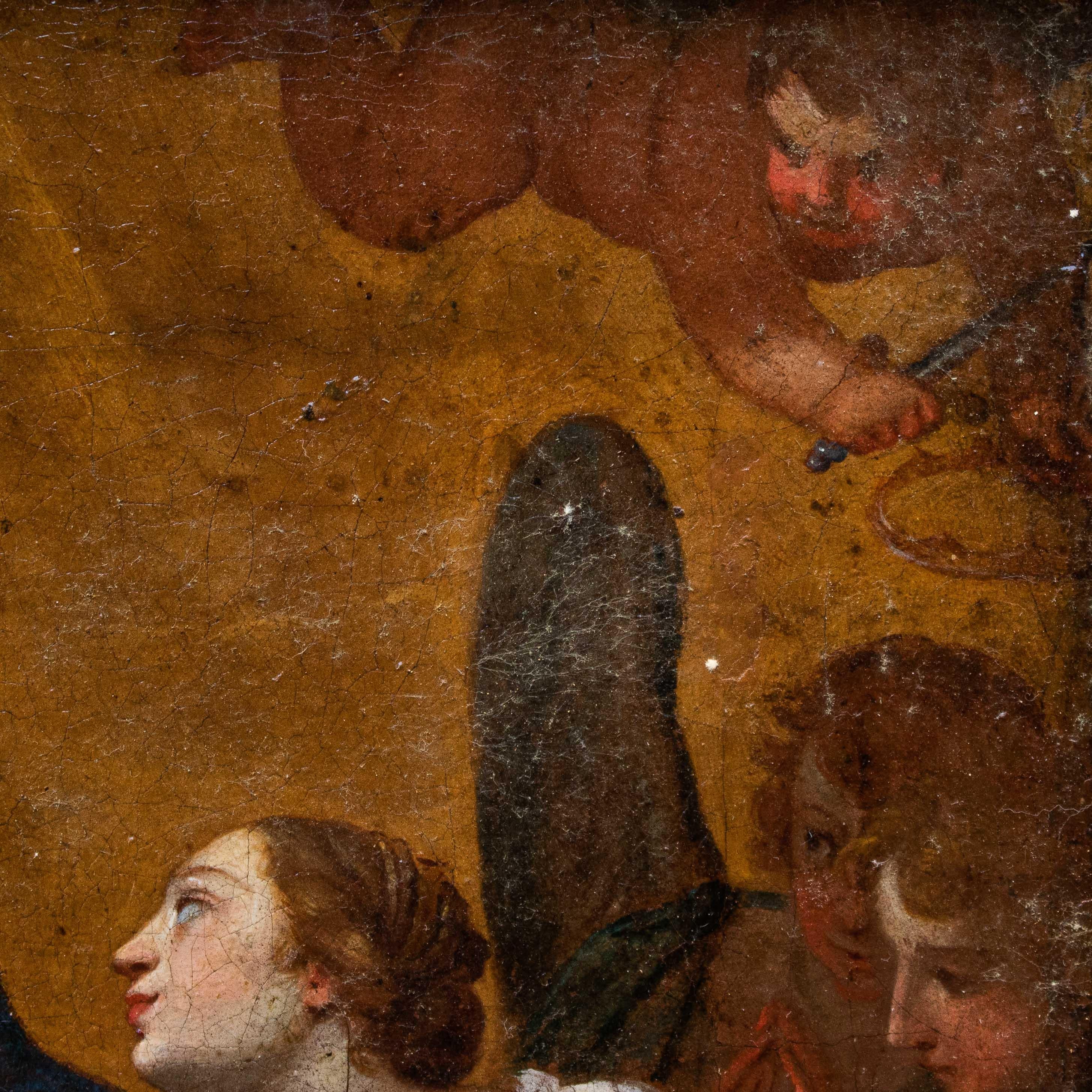 Mystische Ehe der Heiligen Katharina Oli auf Leinwand, römische Schule, 17. Jahrhundert (18. Jahrhundert und früher) im Angebot