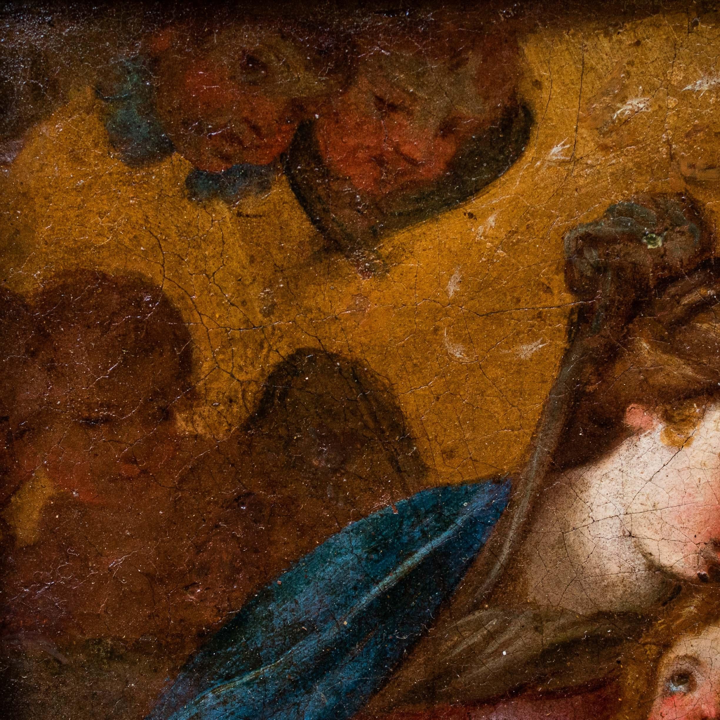 17th Century Mystical Marriage of Saint Catherine Oli on Canvas Roman School For Sale 2