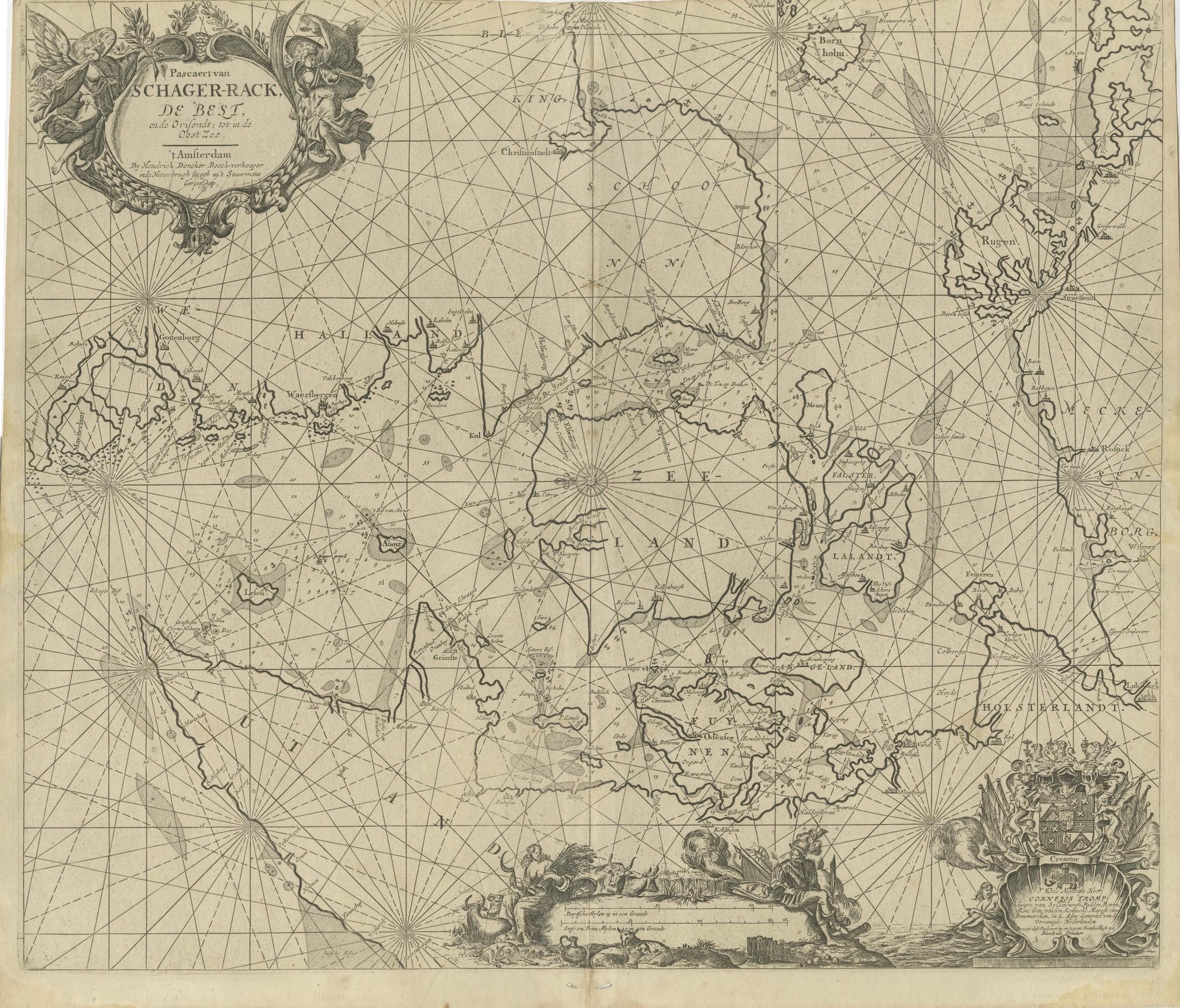 17th Century Nautical Chart of Skagerrak and Øresund by Johannes van Keulen For Sale 5