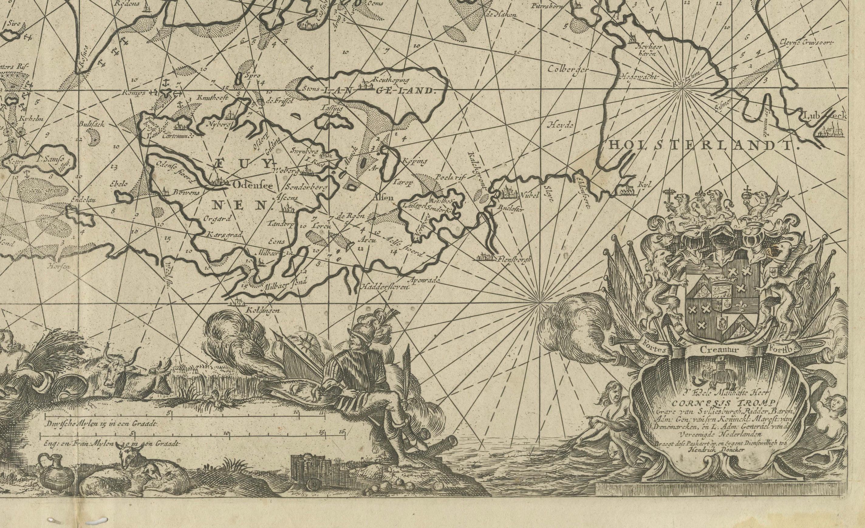 17th Century Nautical Chart of Skagerrak and Øresund by Johannes van Keulen For Sale 1