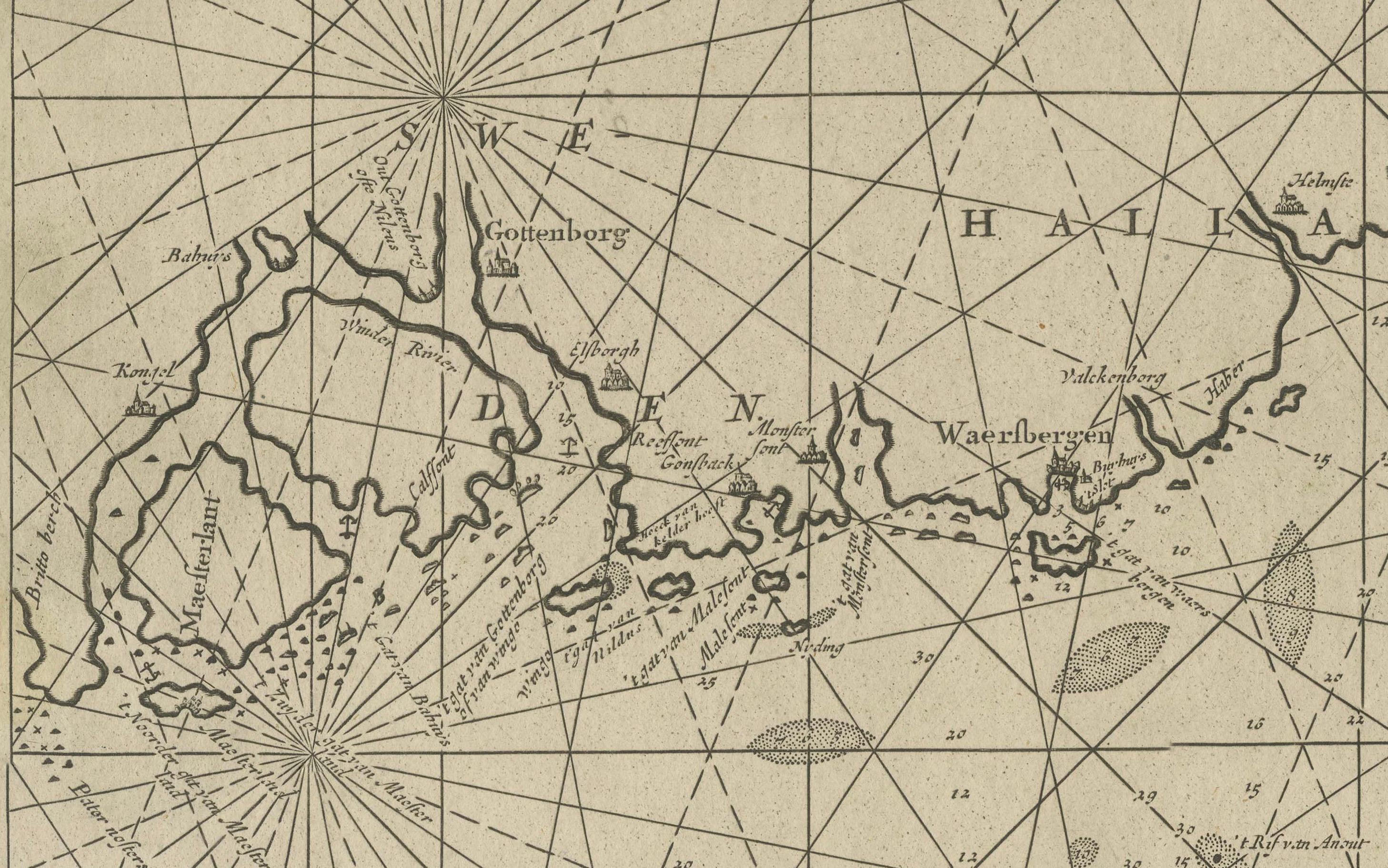 17th Century Nautical Chart of Skagerrak and Øresund by Johannes van Keulen For Sale 2