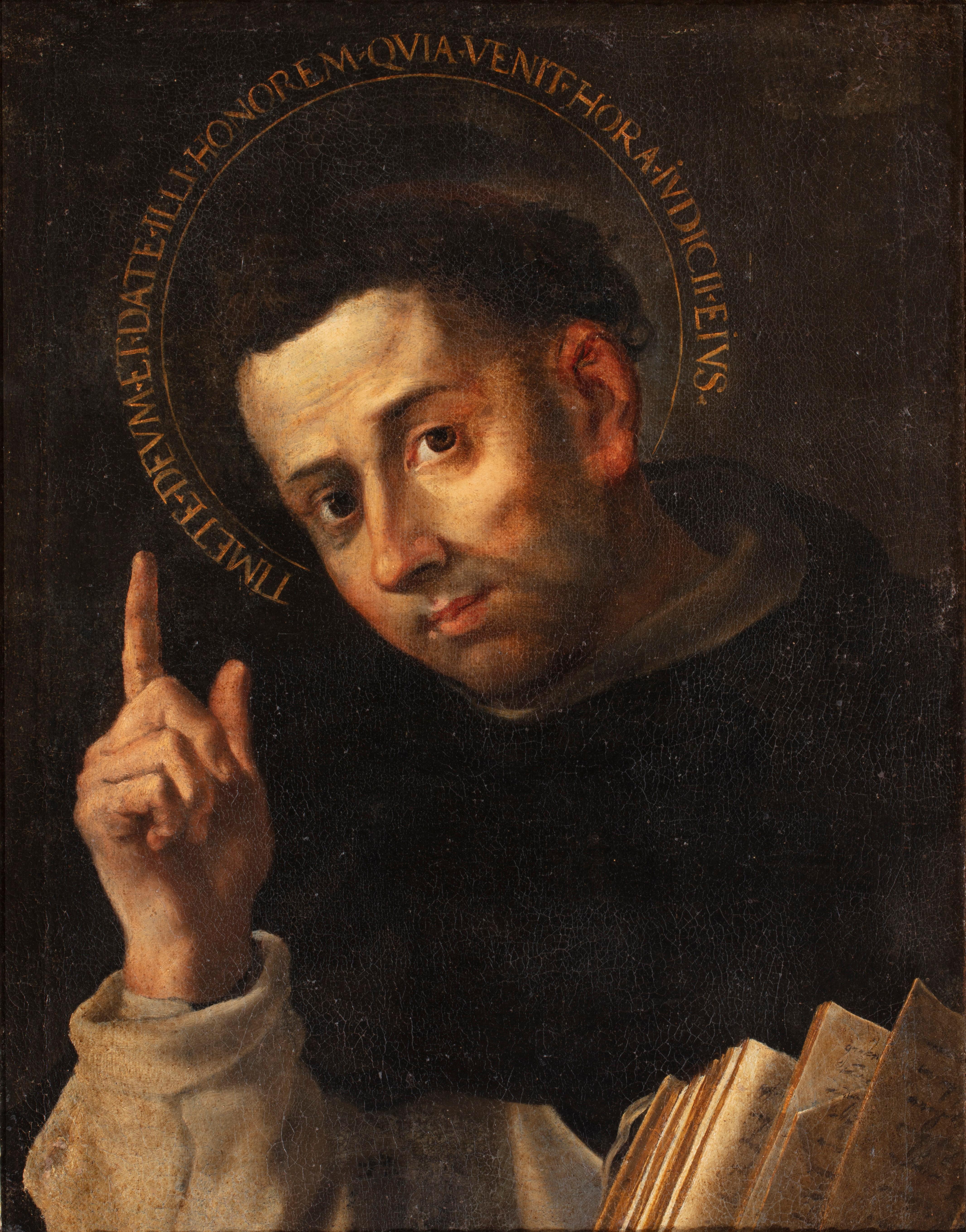 Neapolitanischer Maestro San Vincenzo Ferreri, Öl auf Leinwand, 17. Jahrhundert – Painting von 17th-century Neapolitan maestro