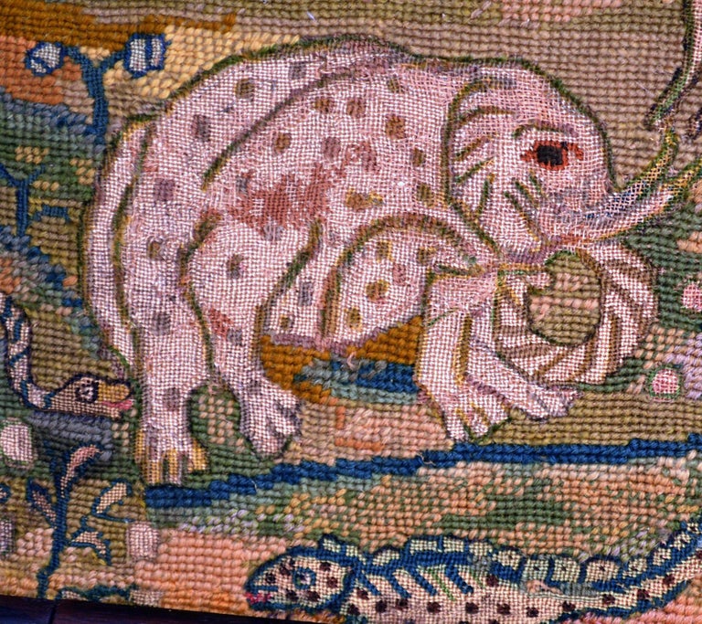 17th Century Needlework of Orpheus Taming the Wild Animals For Sale at