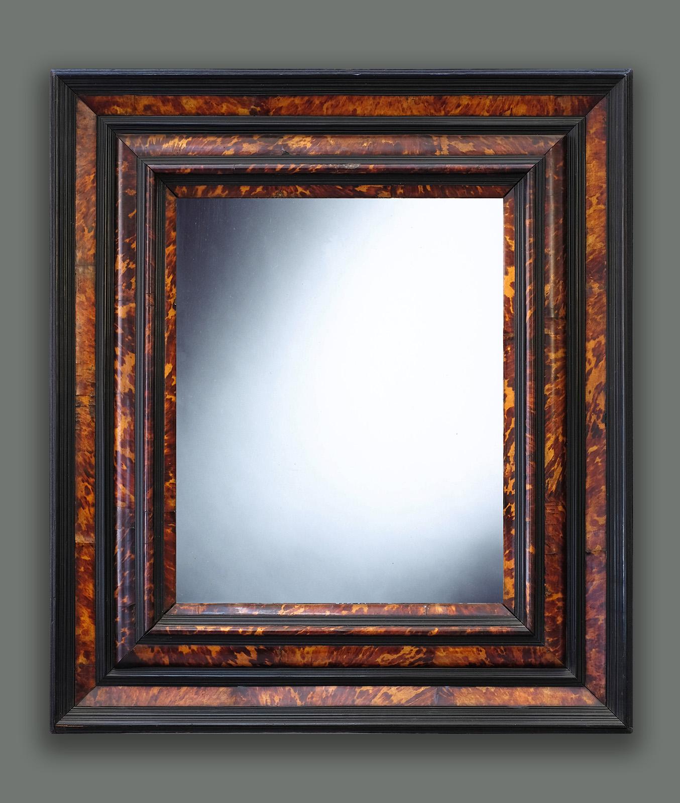 Dutch 17th Century Netherlandish Cabinetmaker's Frame, with its Period Mirror Plate For Sale