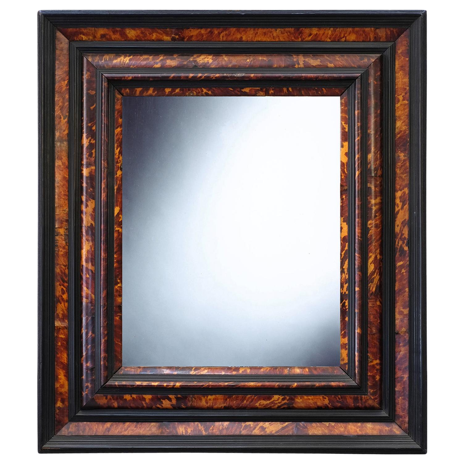 17th Century Netherlandish Cabinetmaker's Frame, with its Period Mirror Plate For Sale