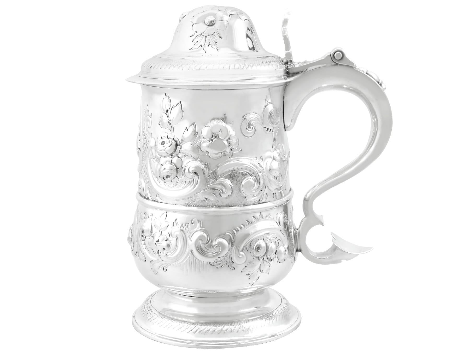 English 17th Century Newcastle Sterling Silver Tankard For Sale