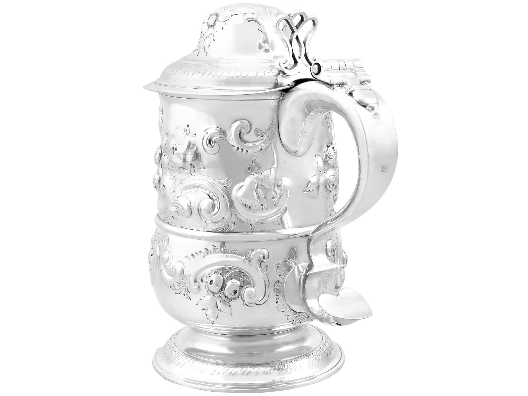 Engraved 17th Century Newcastle Sterling Silver Tankard For Sale