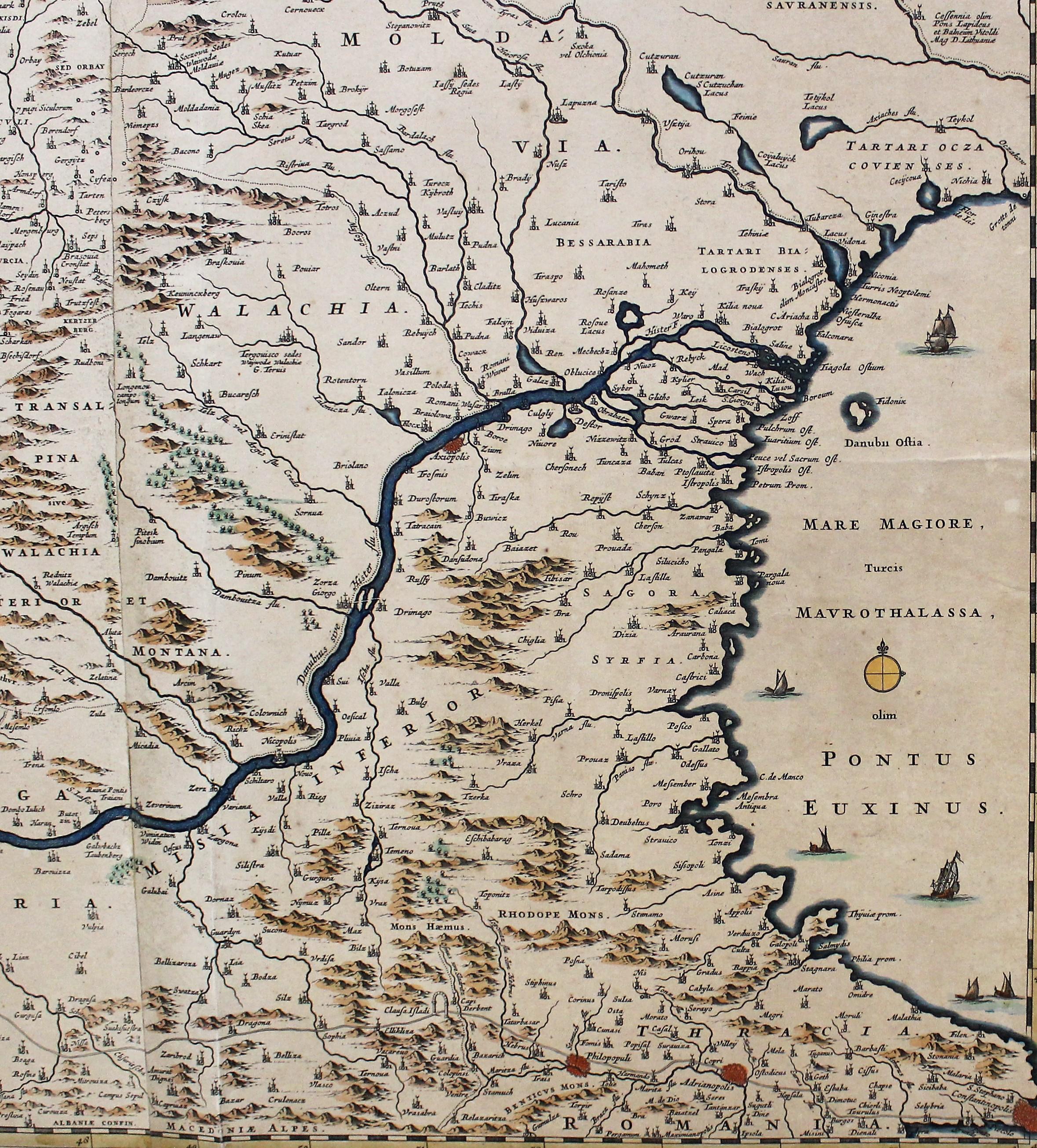 Néerlandais Carte de Nicolas Visscher du XVIIe siècle représentant l'Europe du Sud-Est en vente