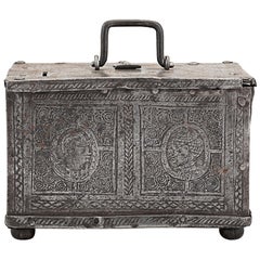 Antique 17th Century Nuremberg Etched Steel Casket