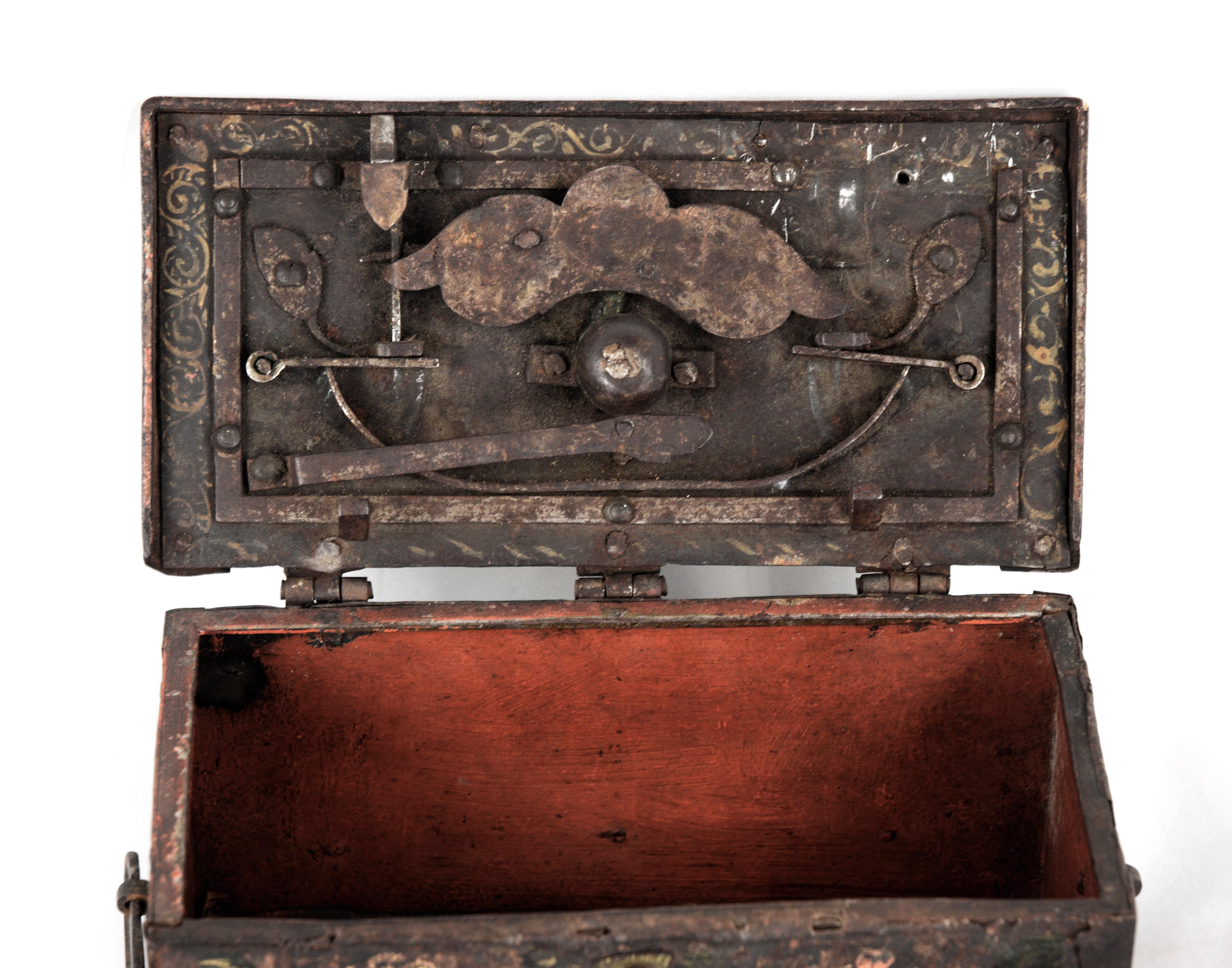 17th Century Nuremberg, German Iron Strongbox Jewels Casket For Sale 2