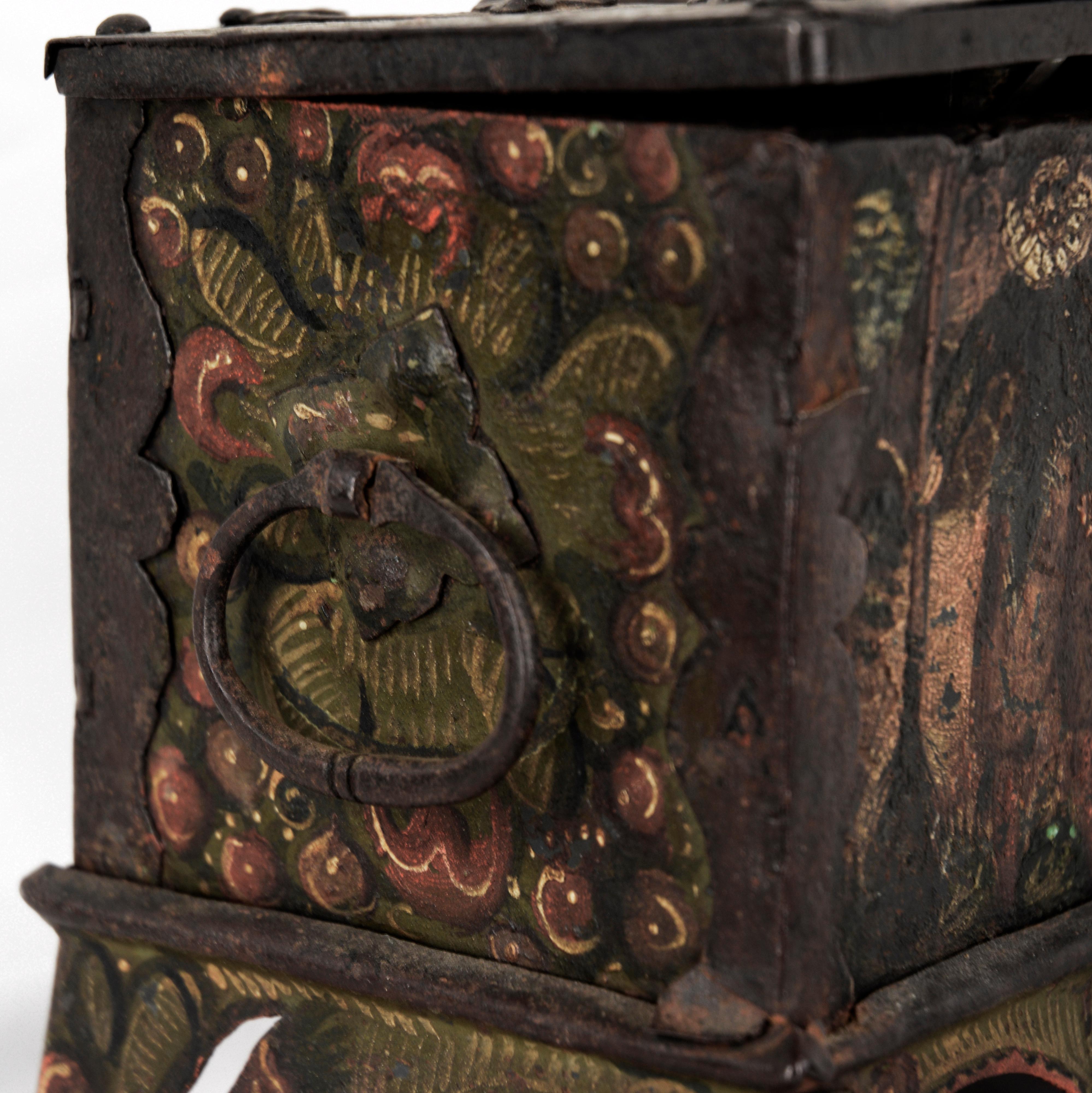 Jacobean 17th Century Nuremberg, German Iron Strongbox Jewels Casket For Sale