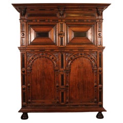 Buffet à 4 portes en chêne et ébène du 17ème siècle - Pays-Bas