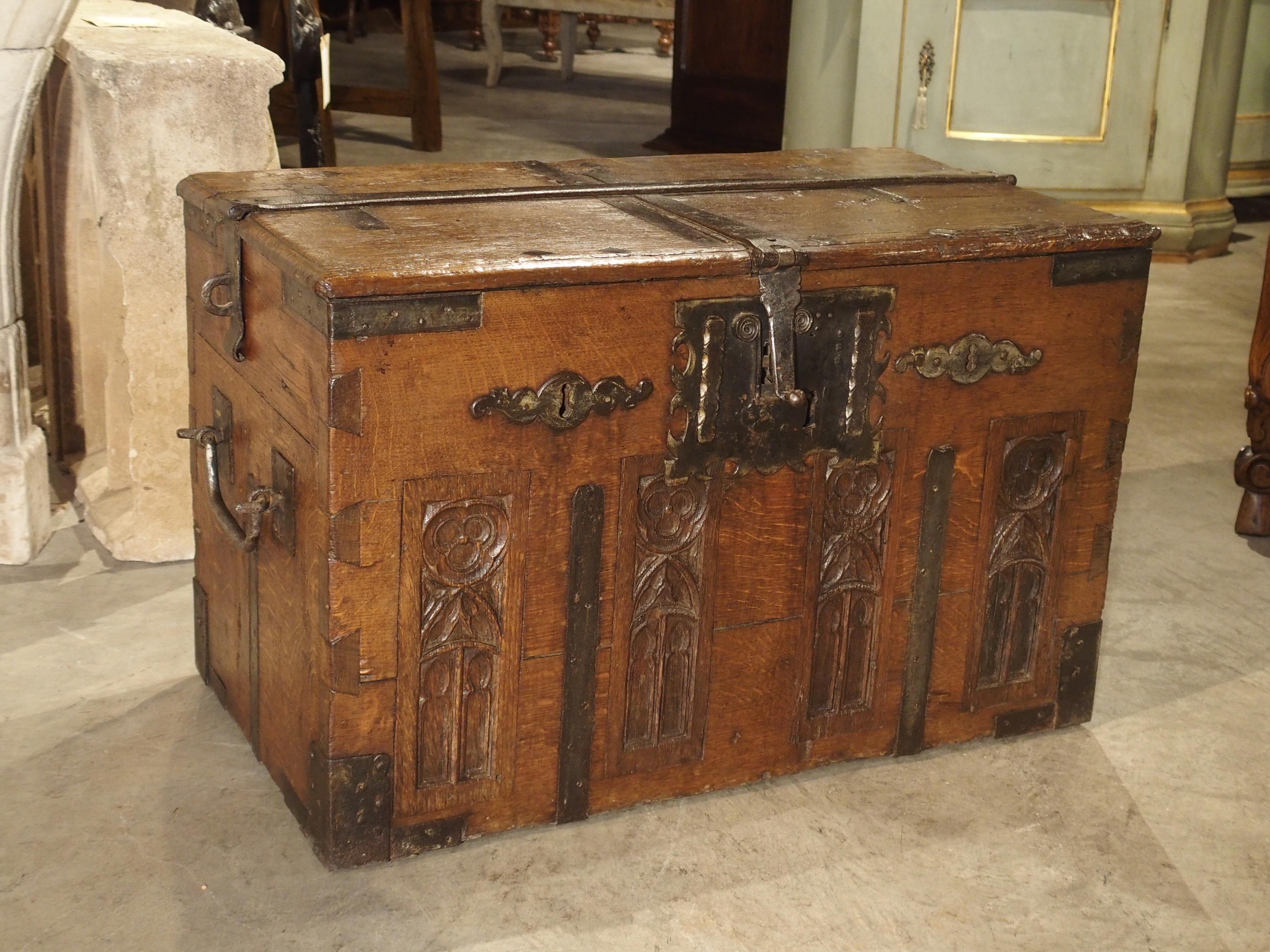 17th Century Oak and Iron Strong Box 4