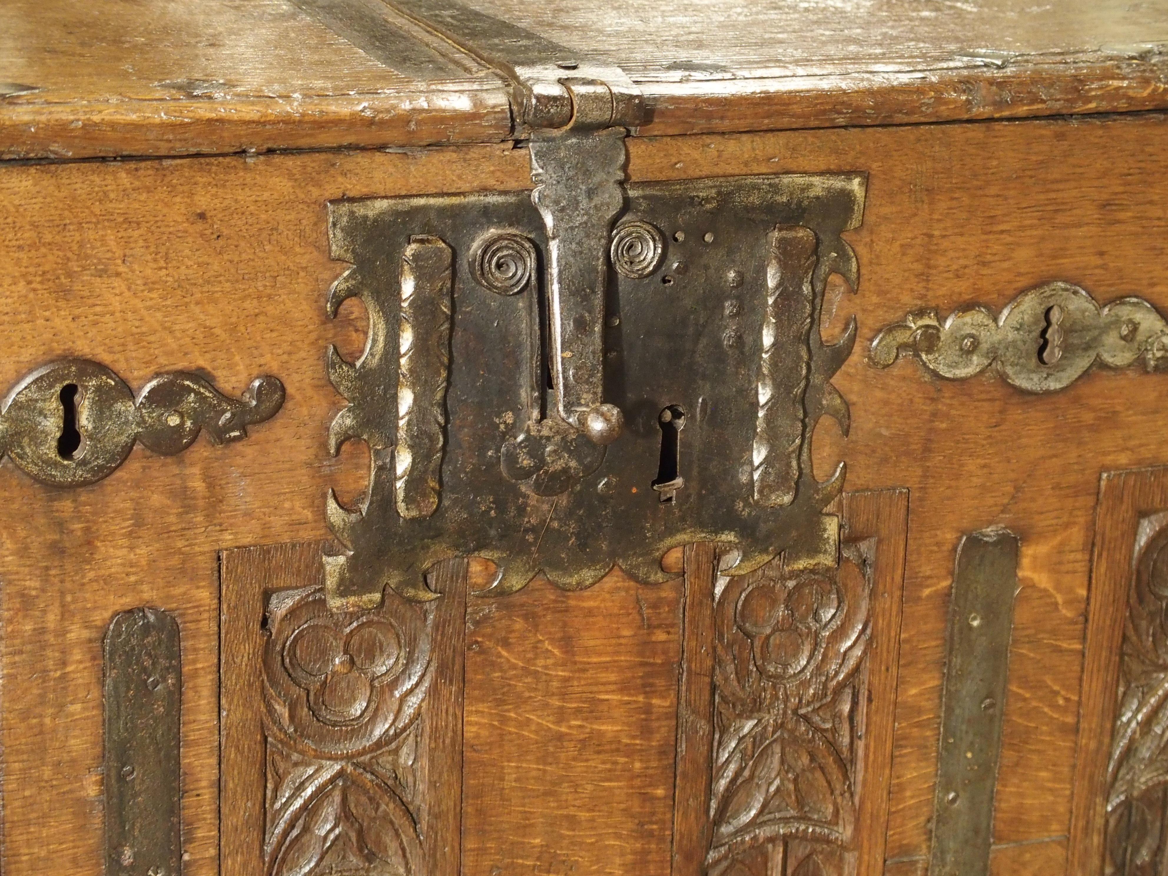 17th Century Oak and Iron Strong Box 6