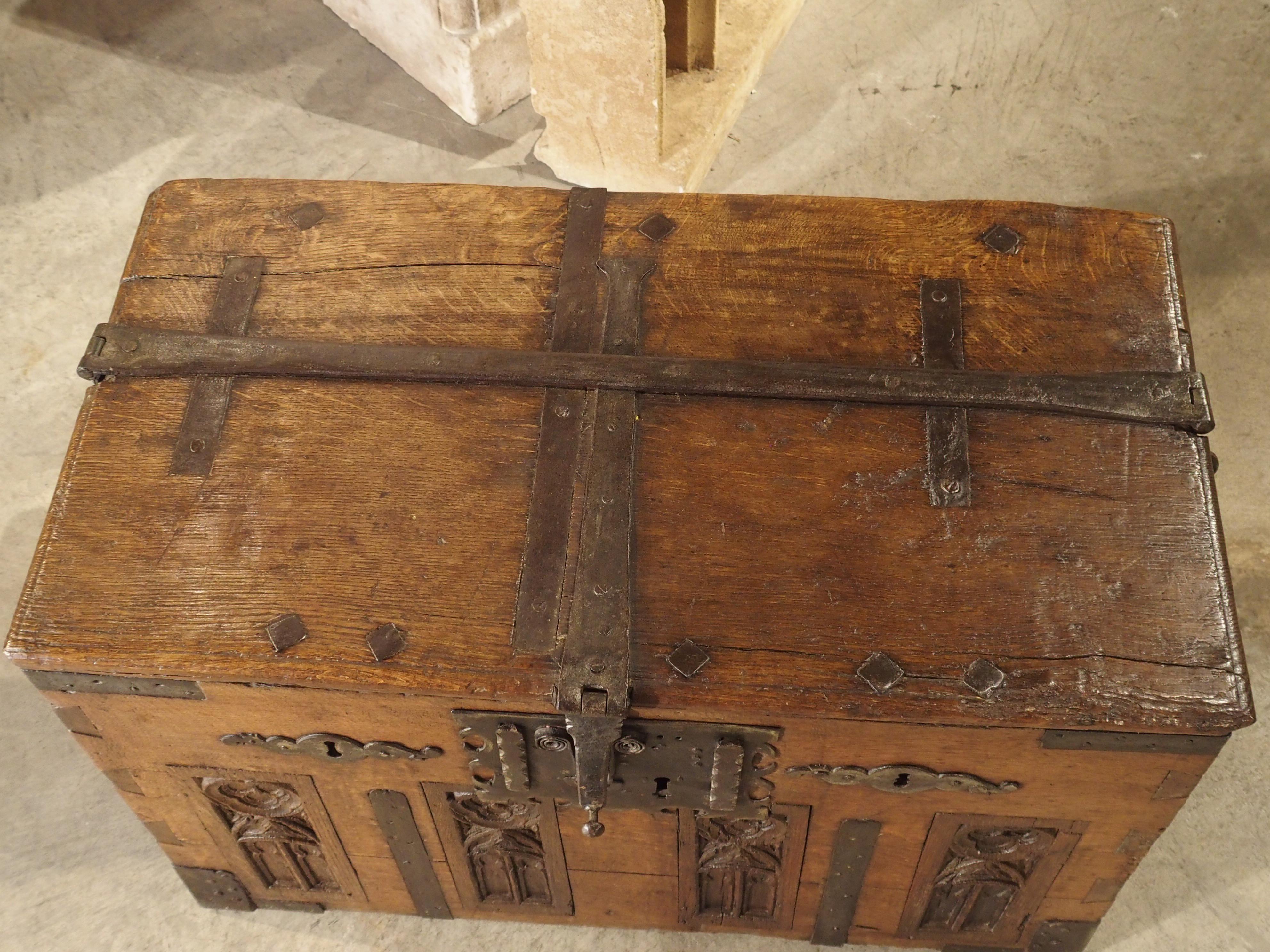 Gothic 17th Century Oak and Iron Strong Box