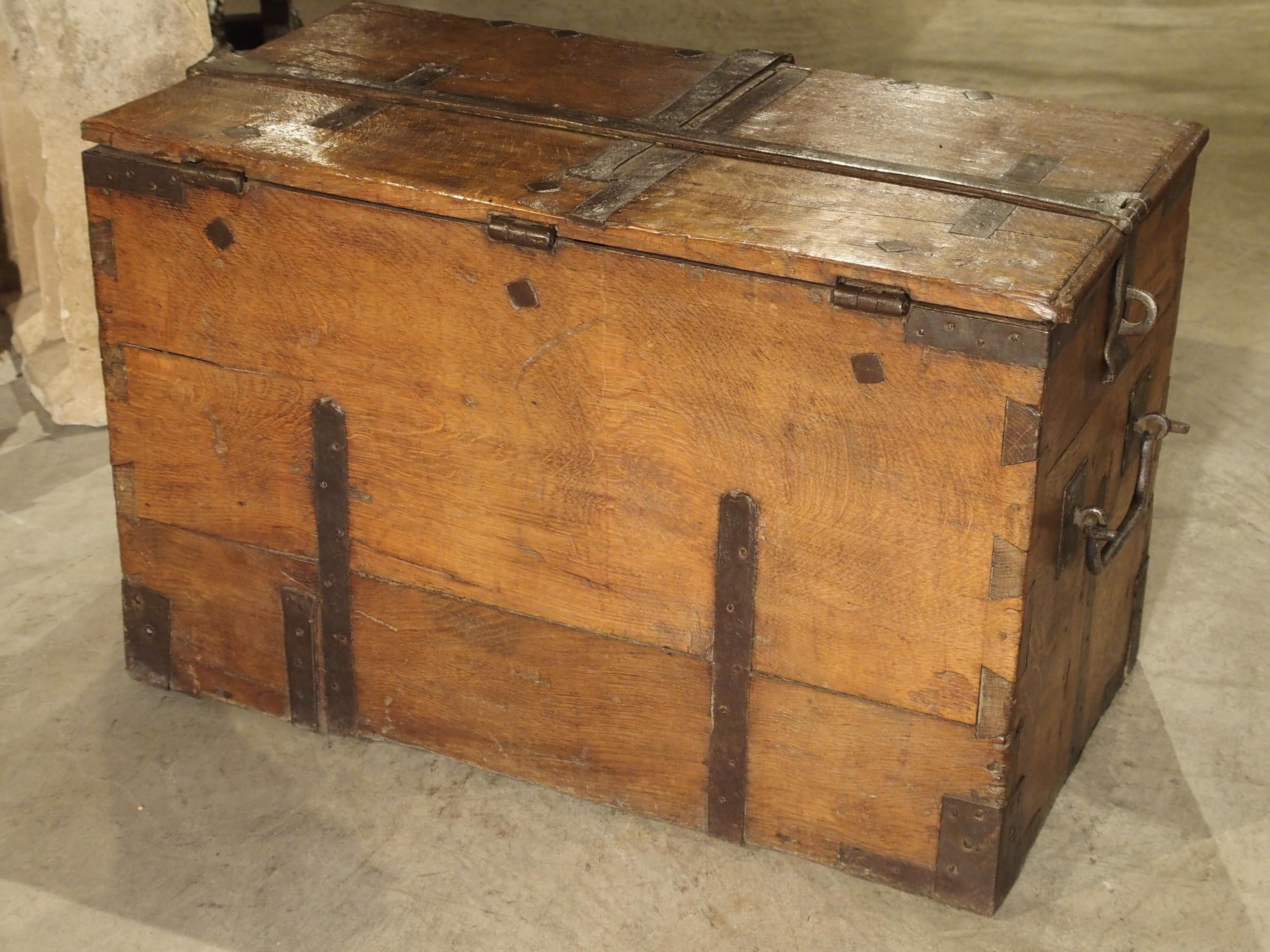 French 17th Century Oak and Iron Strong Box