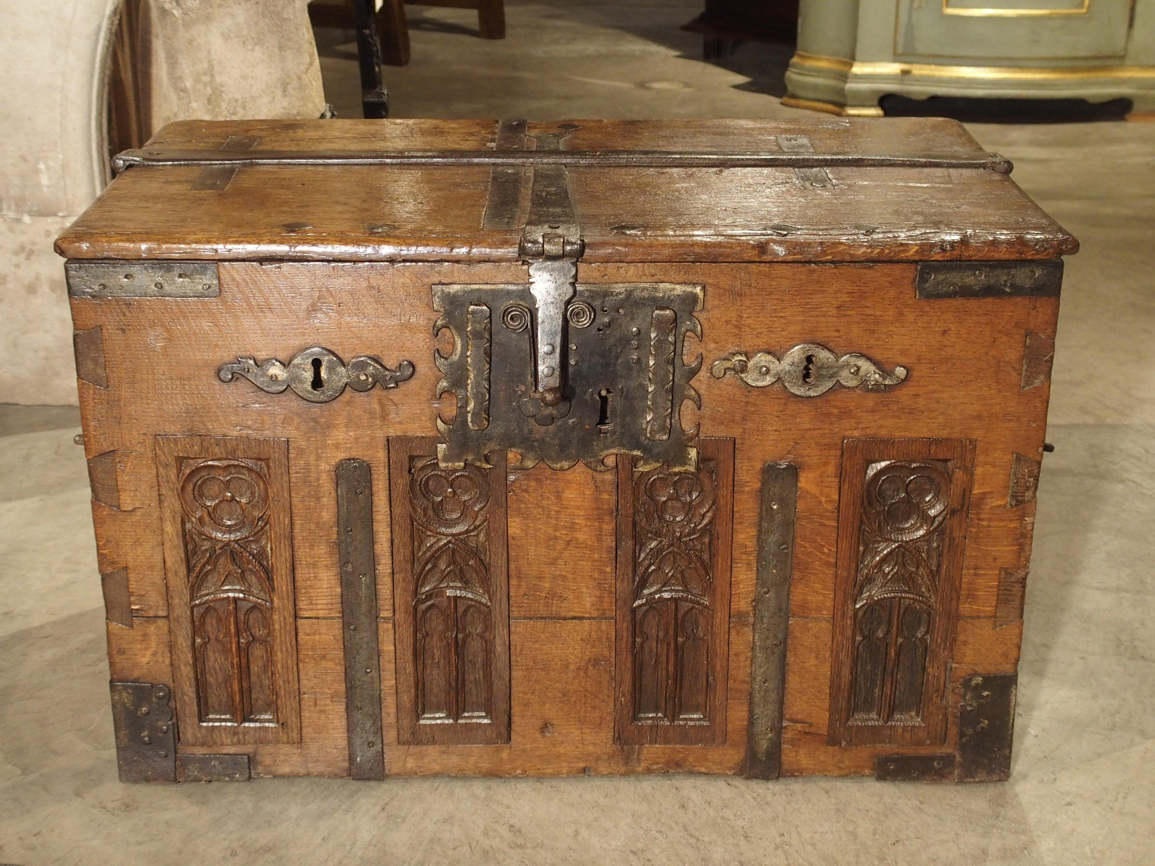 Wrought Iron 17th Century Oak and Iron Strong Box