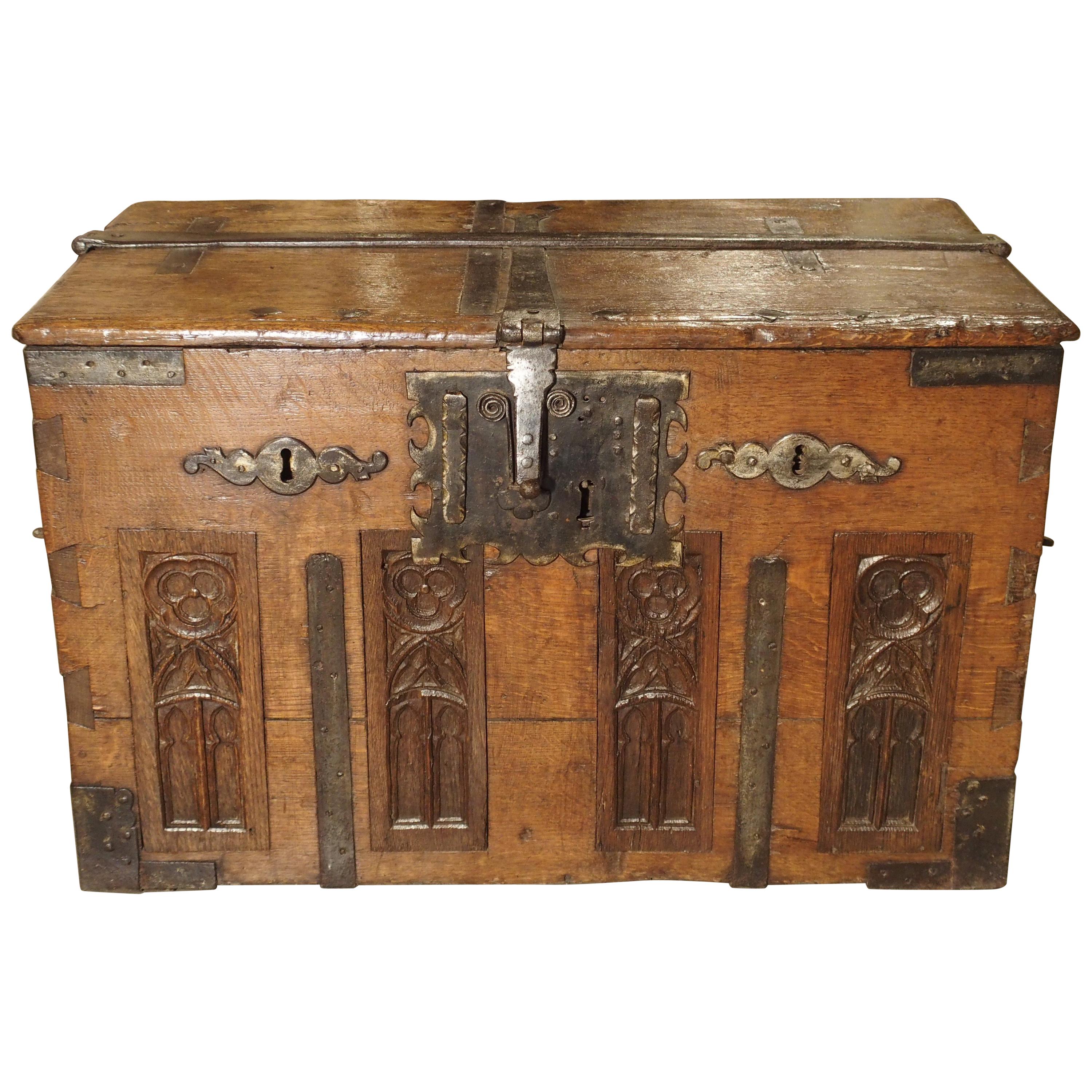 17th Century Oak and Iron Strong Box