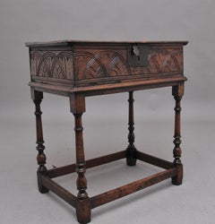 17th Century Oak Bible Box on Later Stand