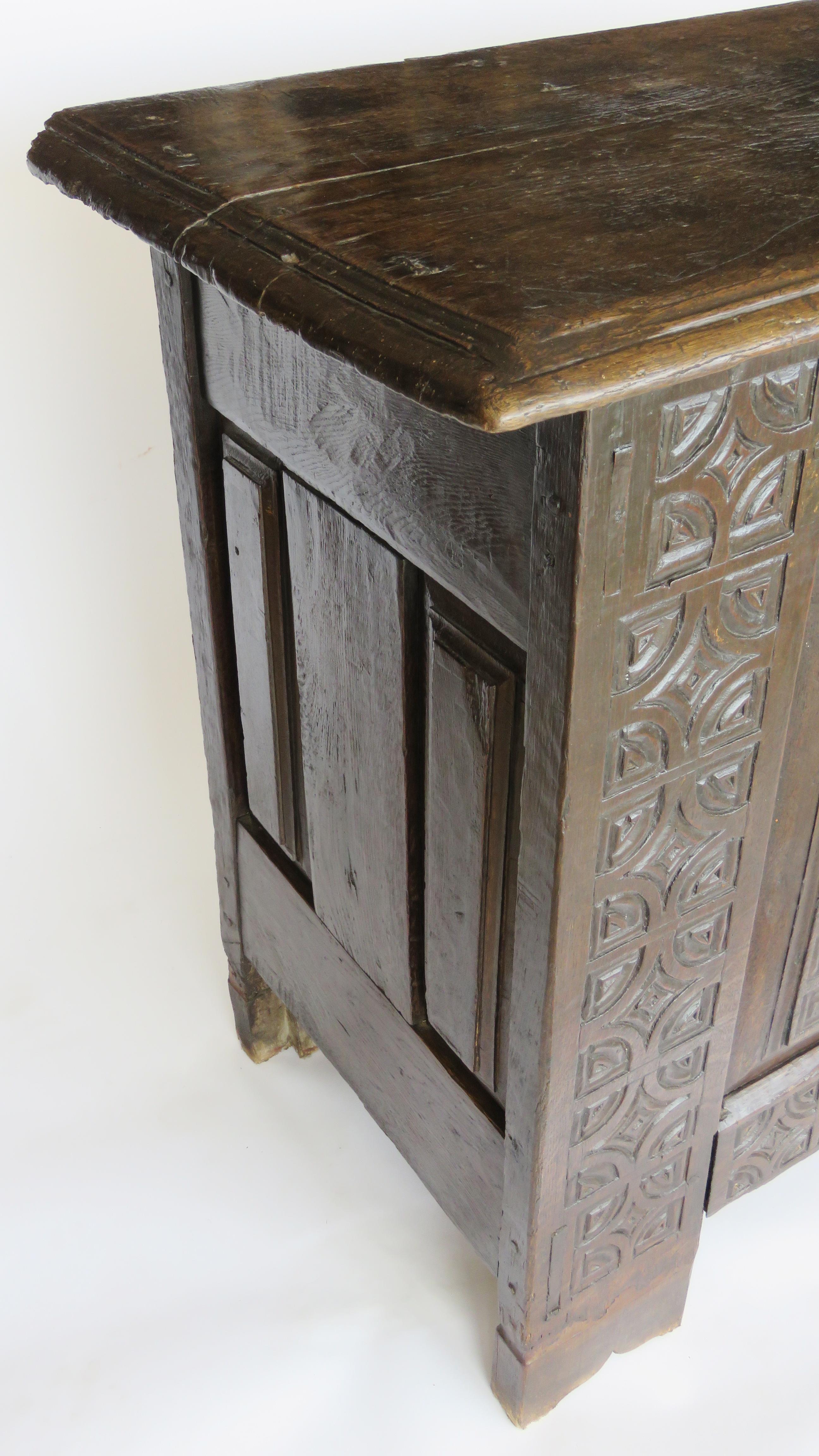 17th Century Oak Chest of Arms For Sale 3