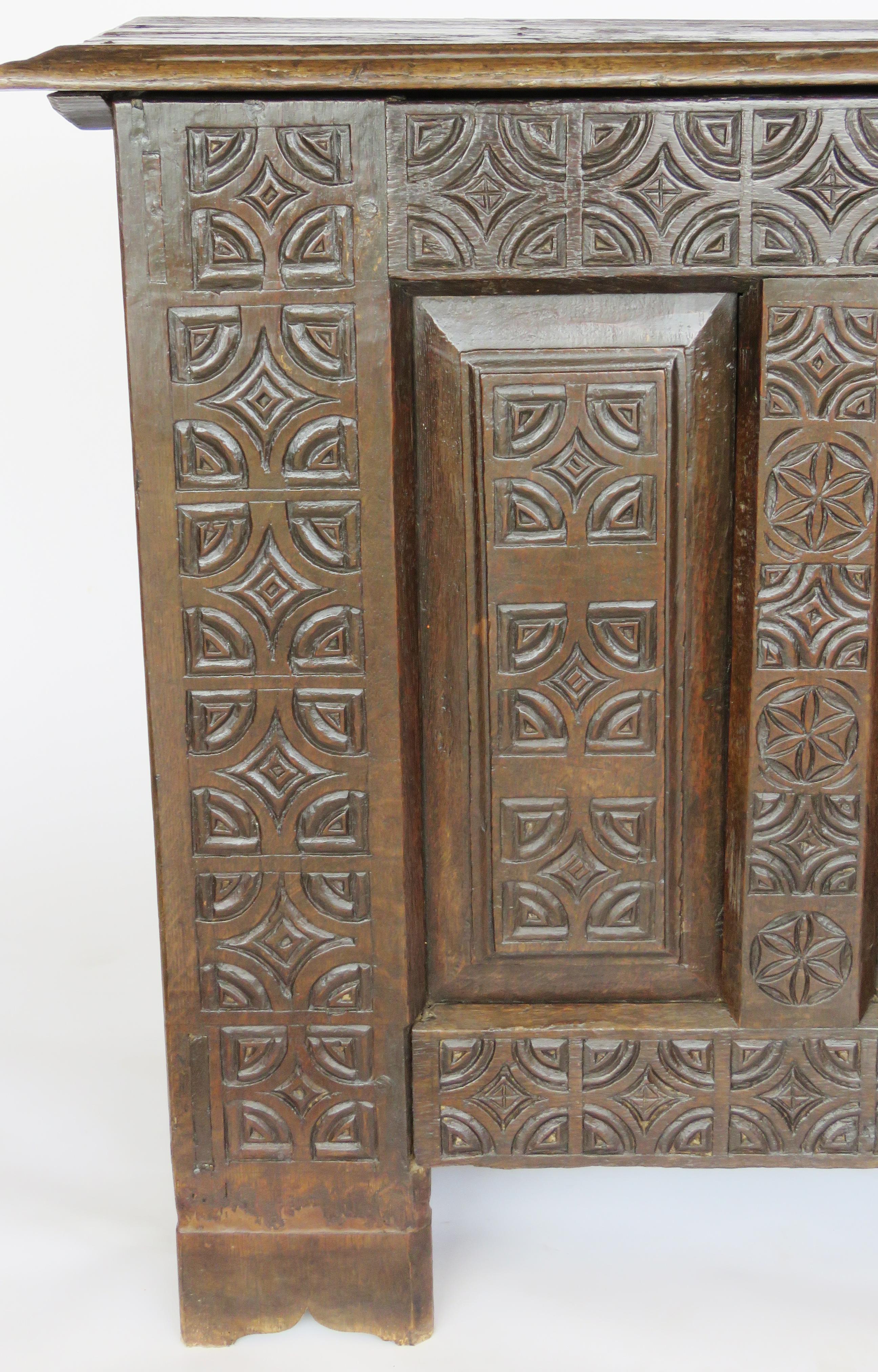 17th Century Oak Chest of Arms For Sale 1