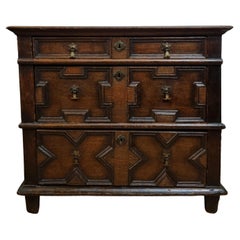 17th Century Oak Chest of Drawers Charles II , Circa 1680
