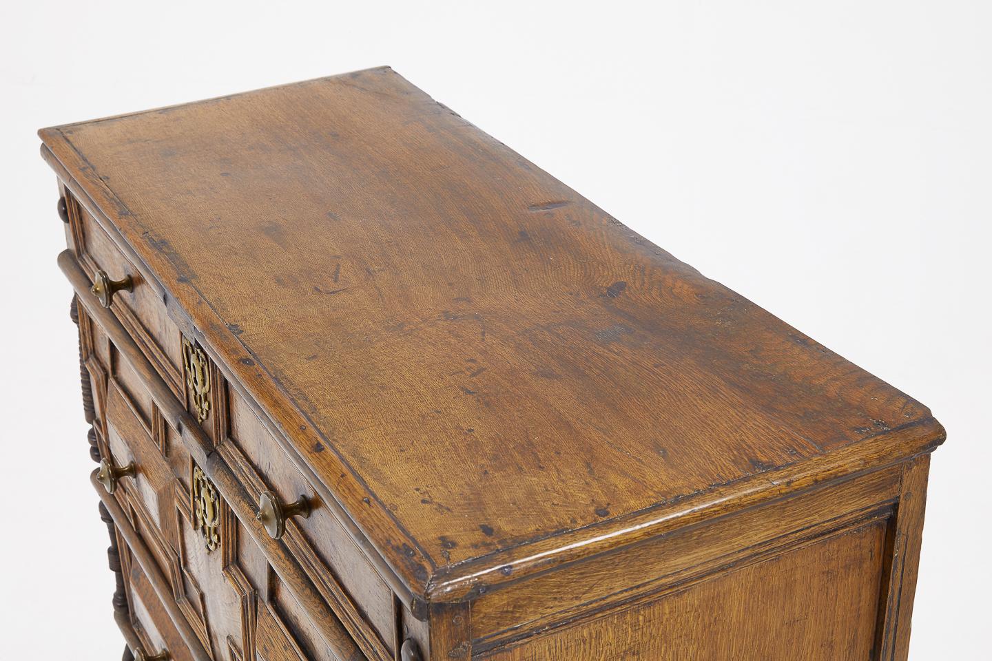 Late 19th century English ash, elm and oak chest of drawers.