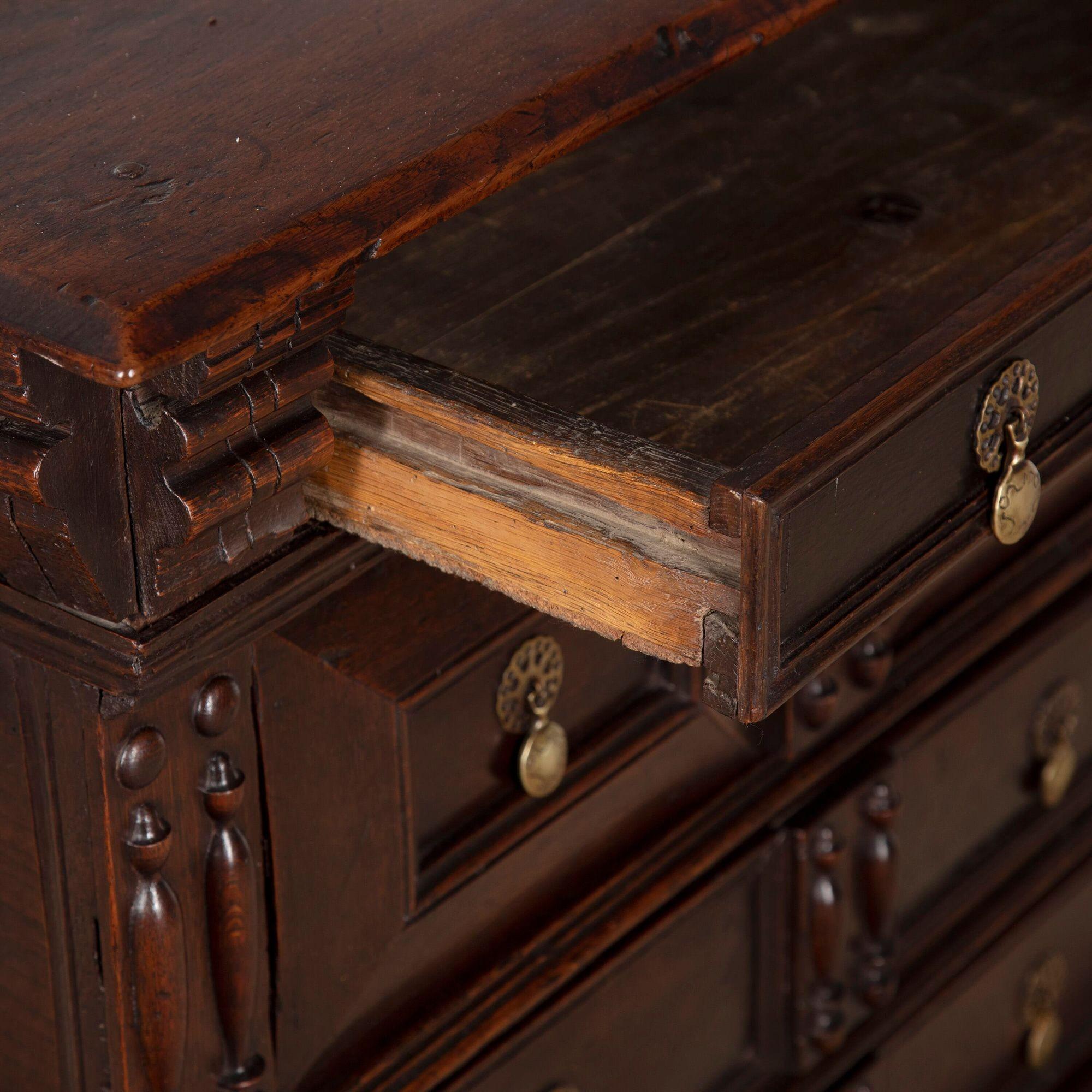 Jacobean 17th Century Oak Chest of Drawers For Sale