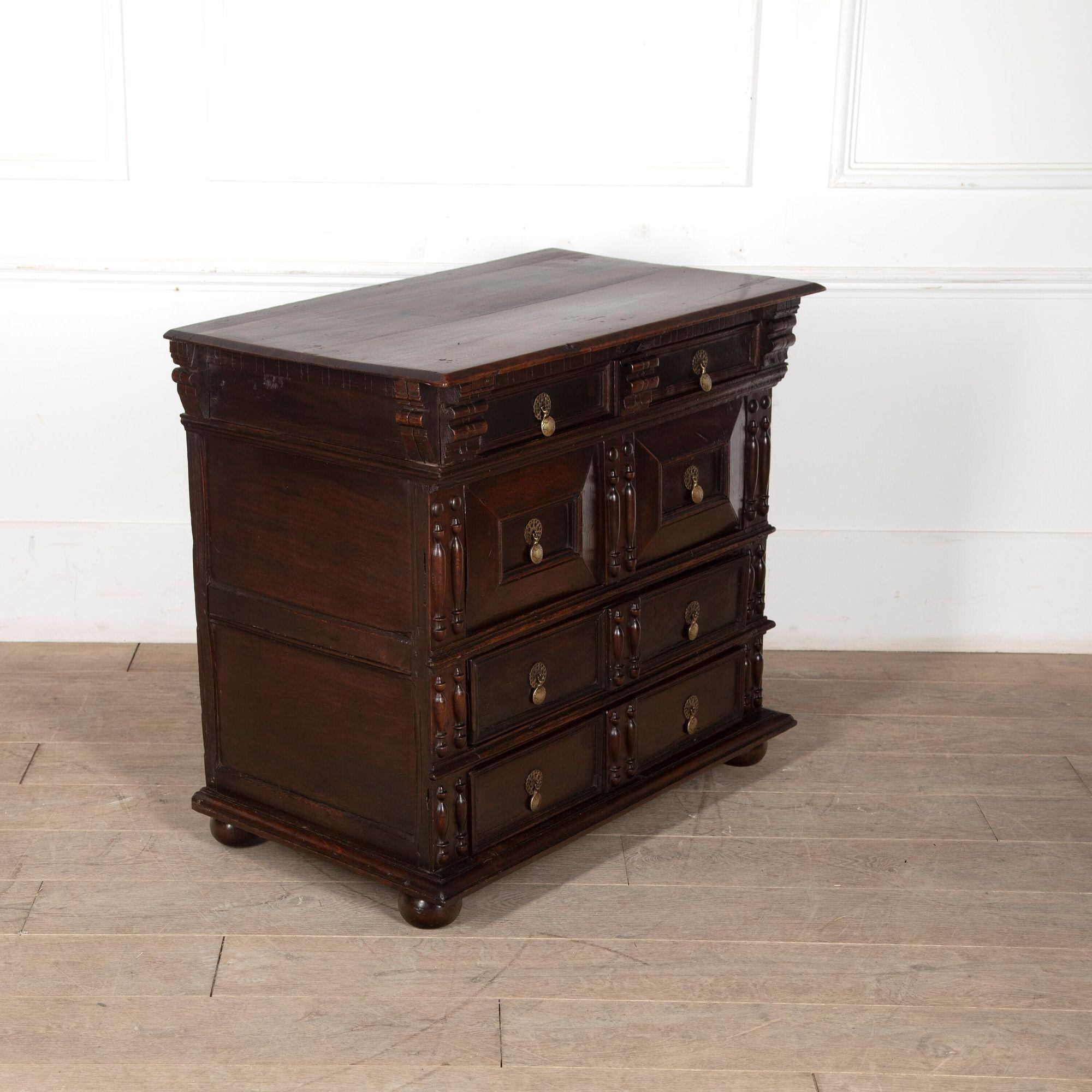 18th Century and Earlier 17th Century Oak Chest of Drawers For Sale