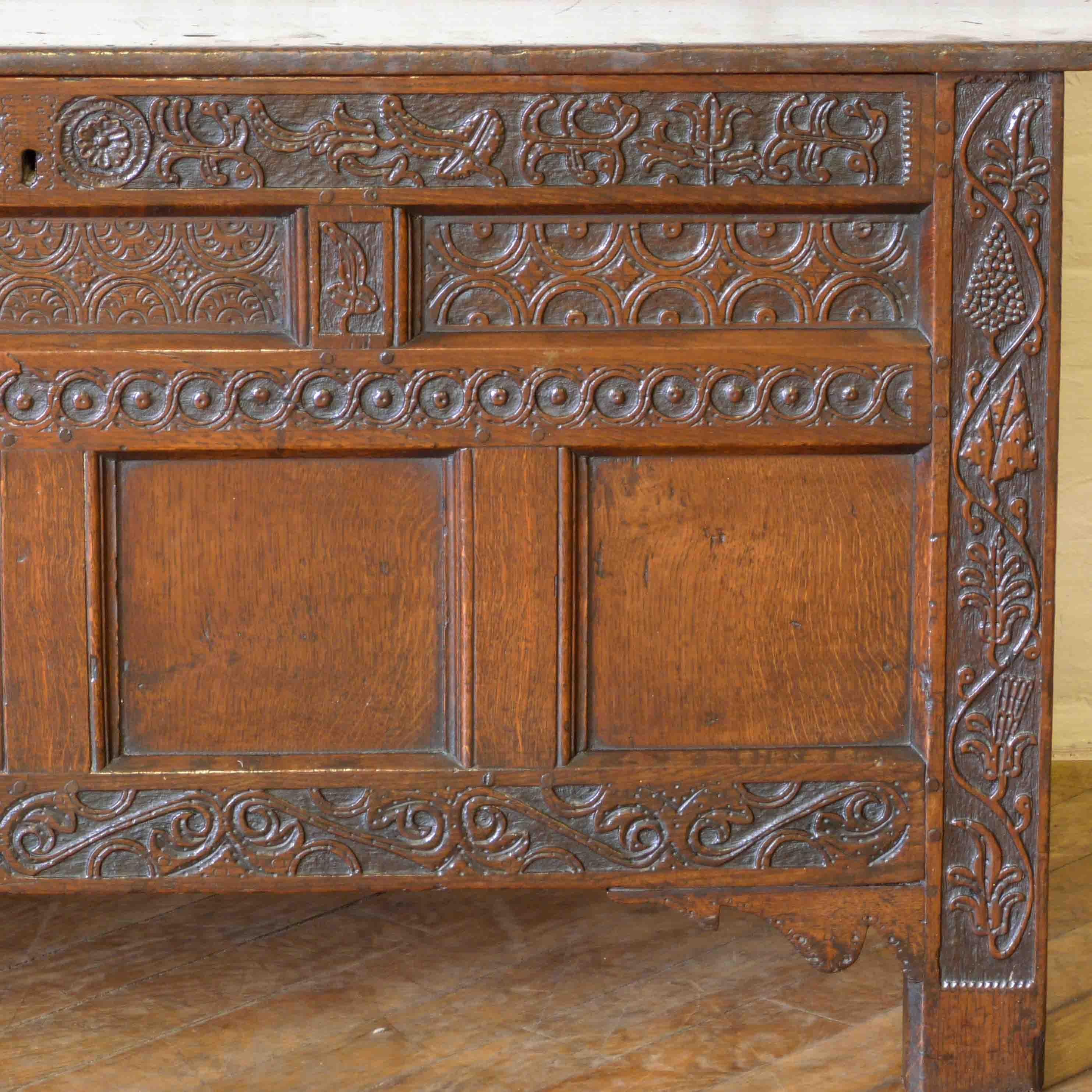Polished 17th Century Oak Coffer