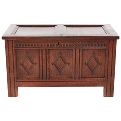 17th Century Oak Coffer with Panelled Top